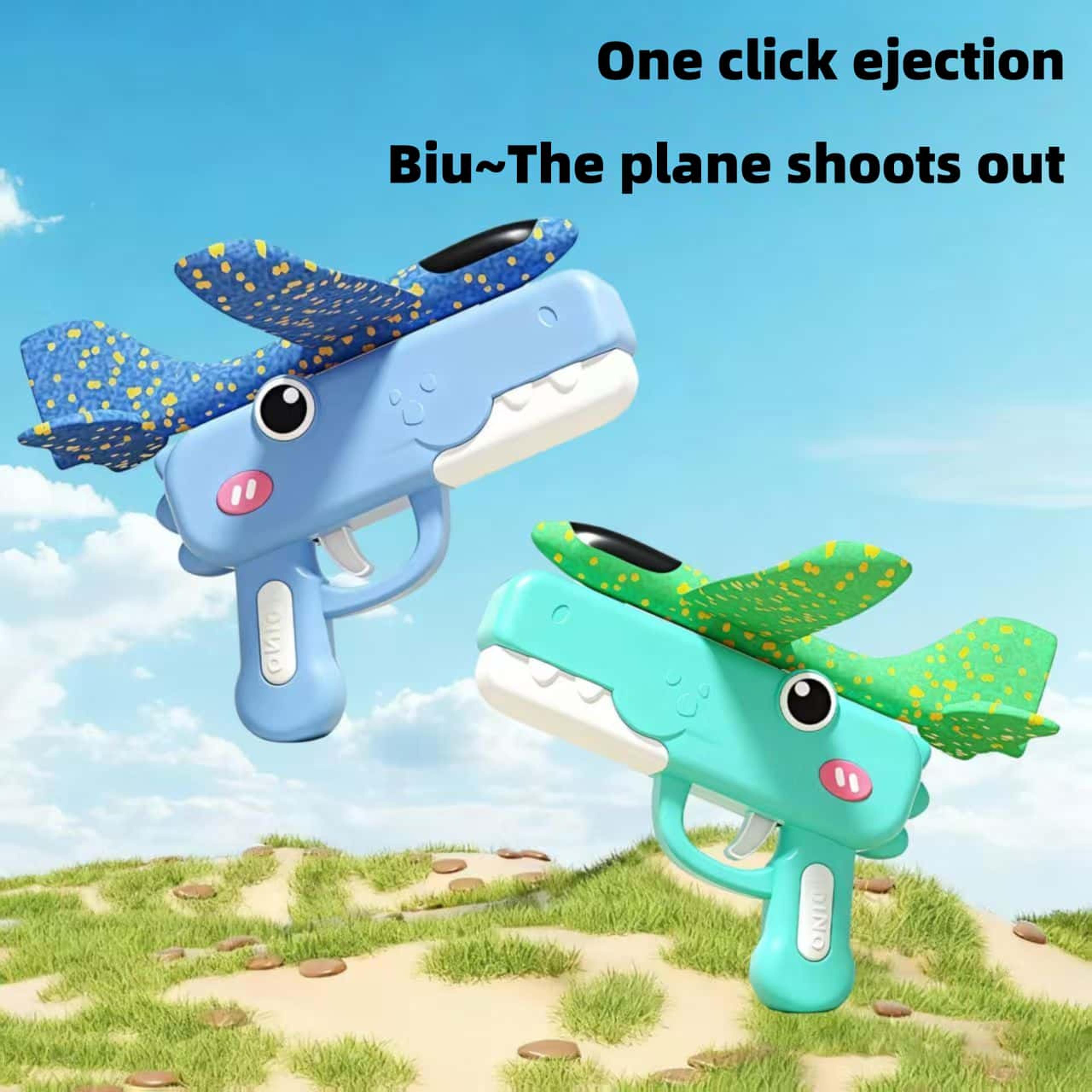 foam airplane launcher dinosaur toy gun for kids outdoor flying fun