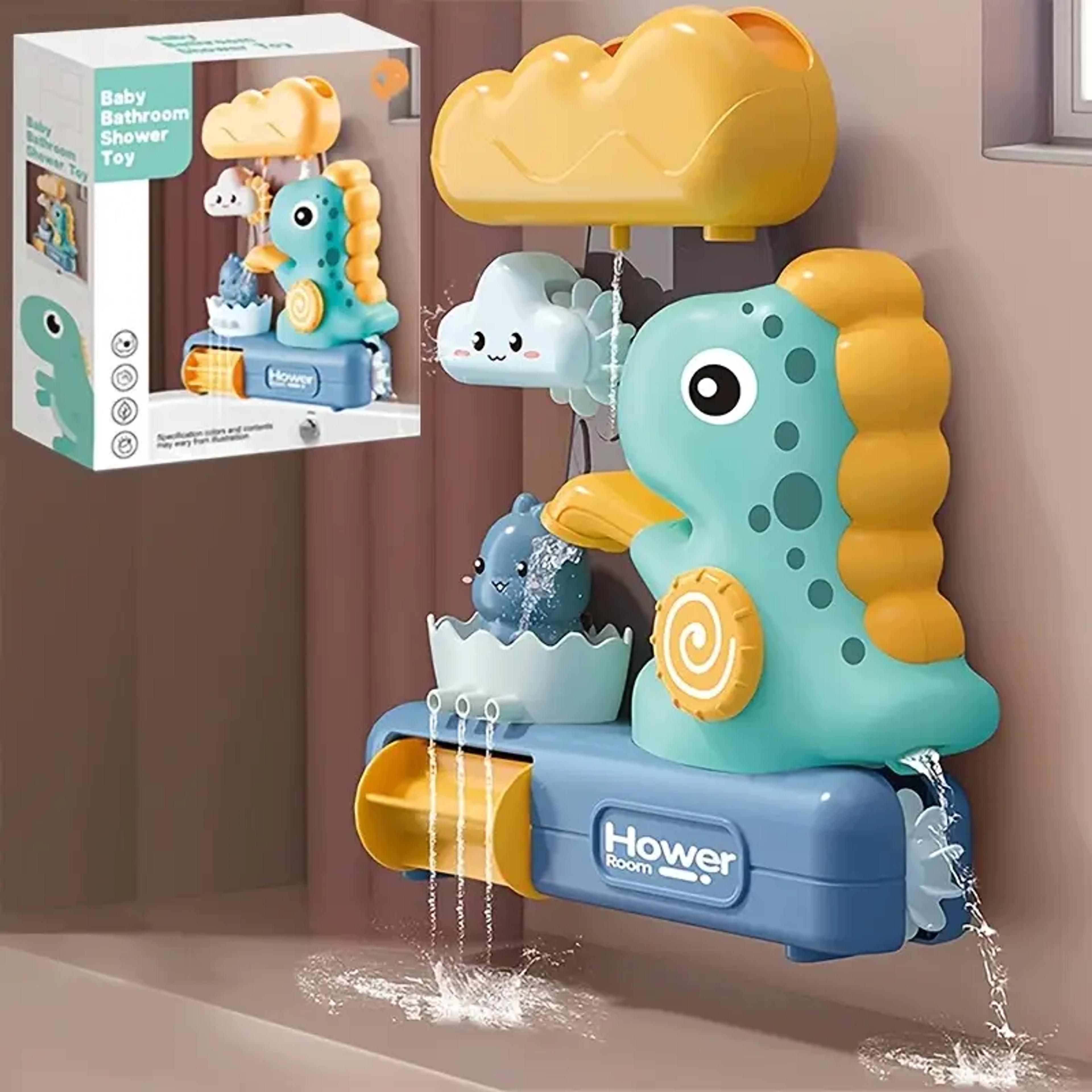 dinosaur baby bath toy with suction cup water wheel