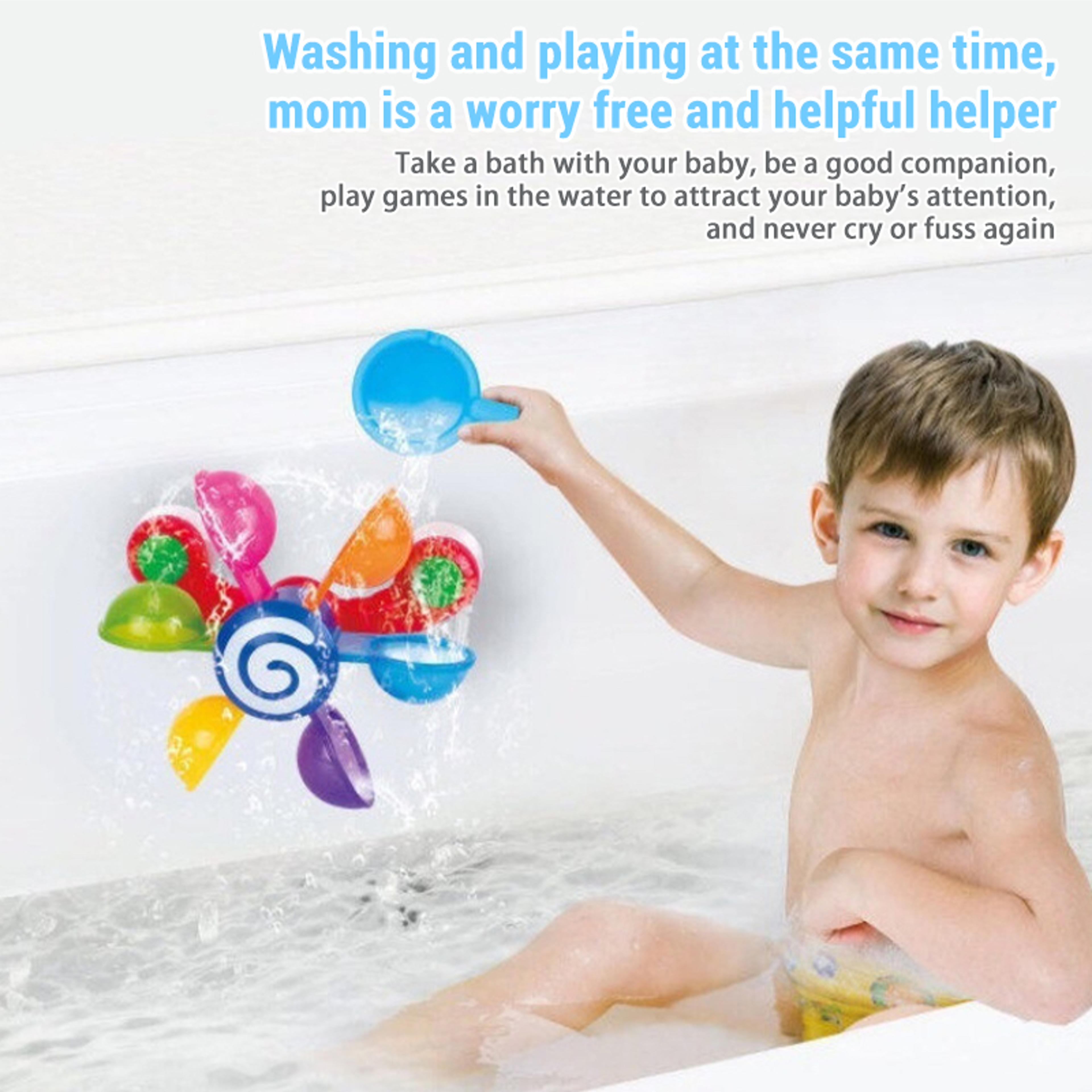 colorful baby bath windmill toy spinner water sprinkler set