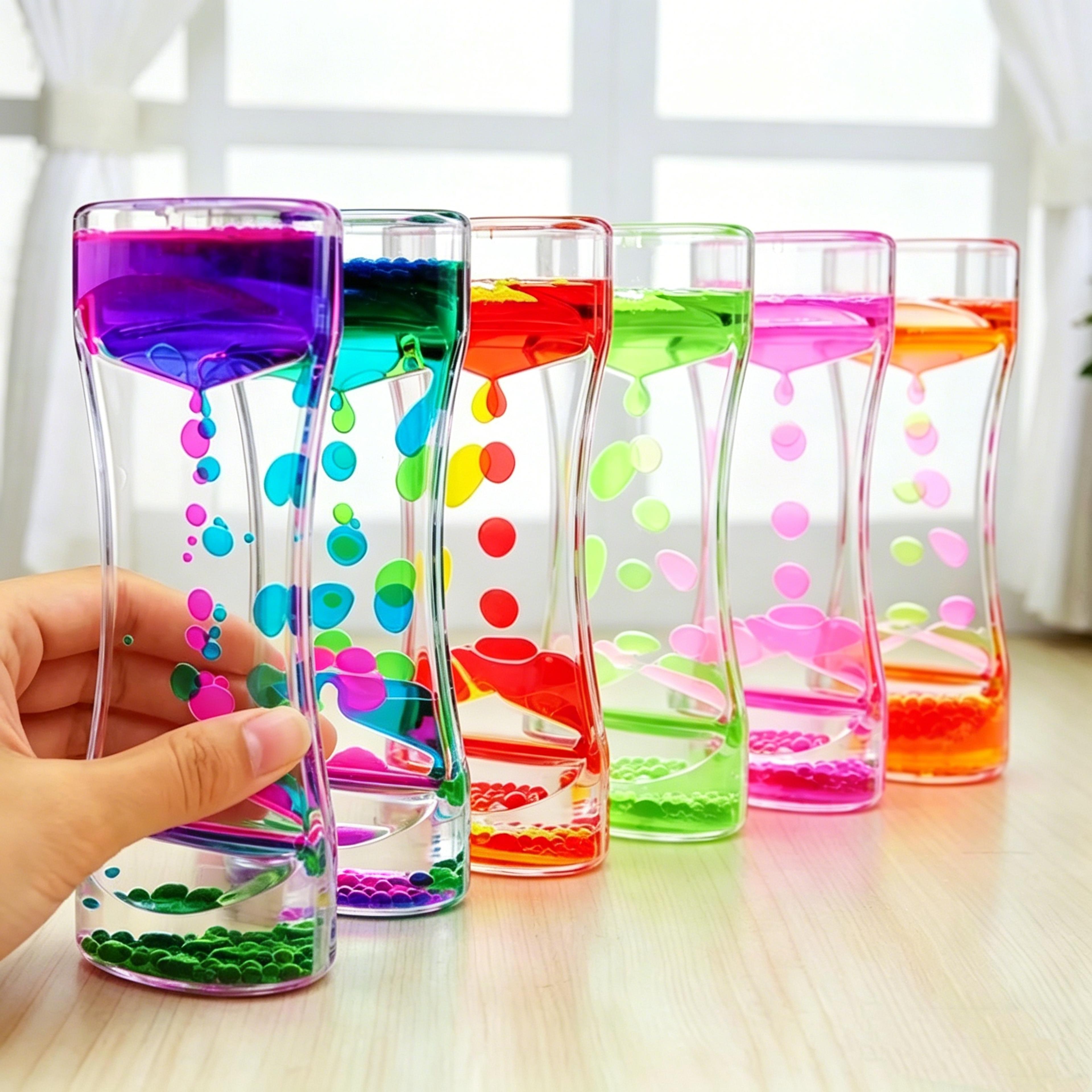 colorful liquid motion bubbler sensory timer for calm focus and stress relief