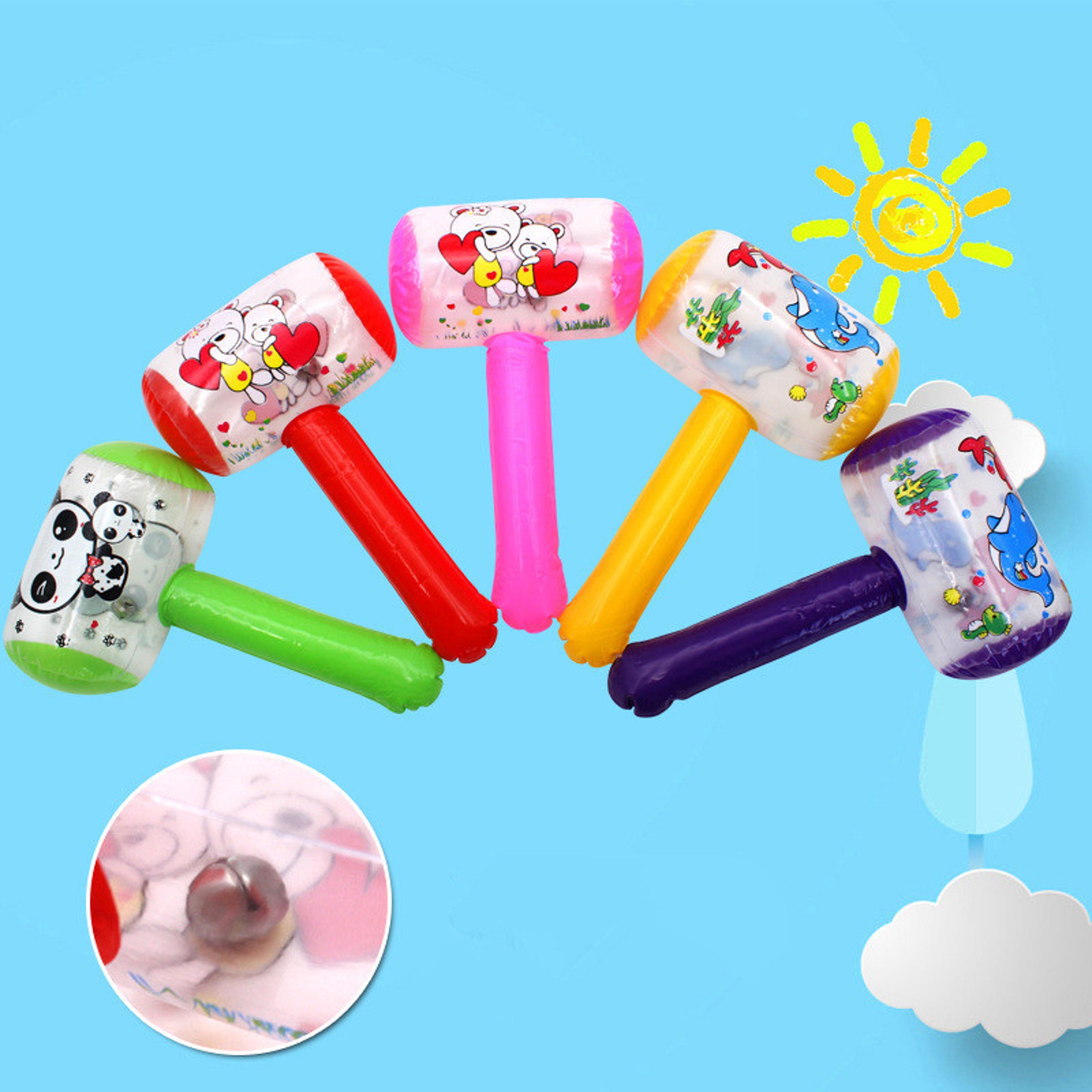 inflatable hammer toy with bell for kids party favors and pool play