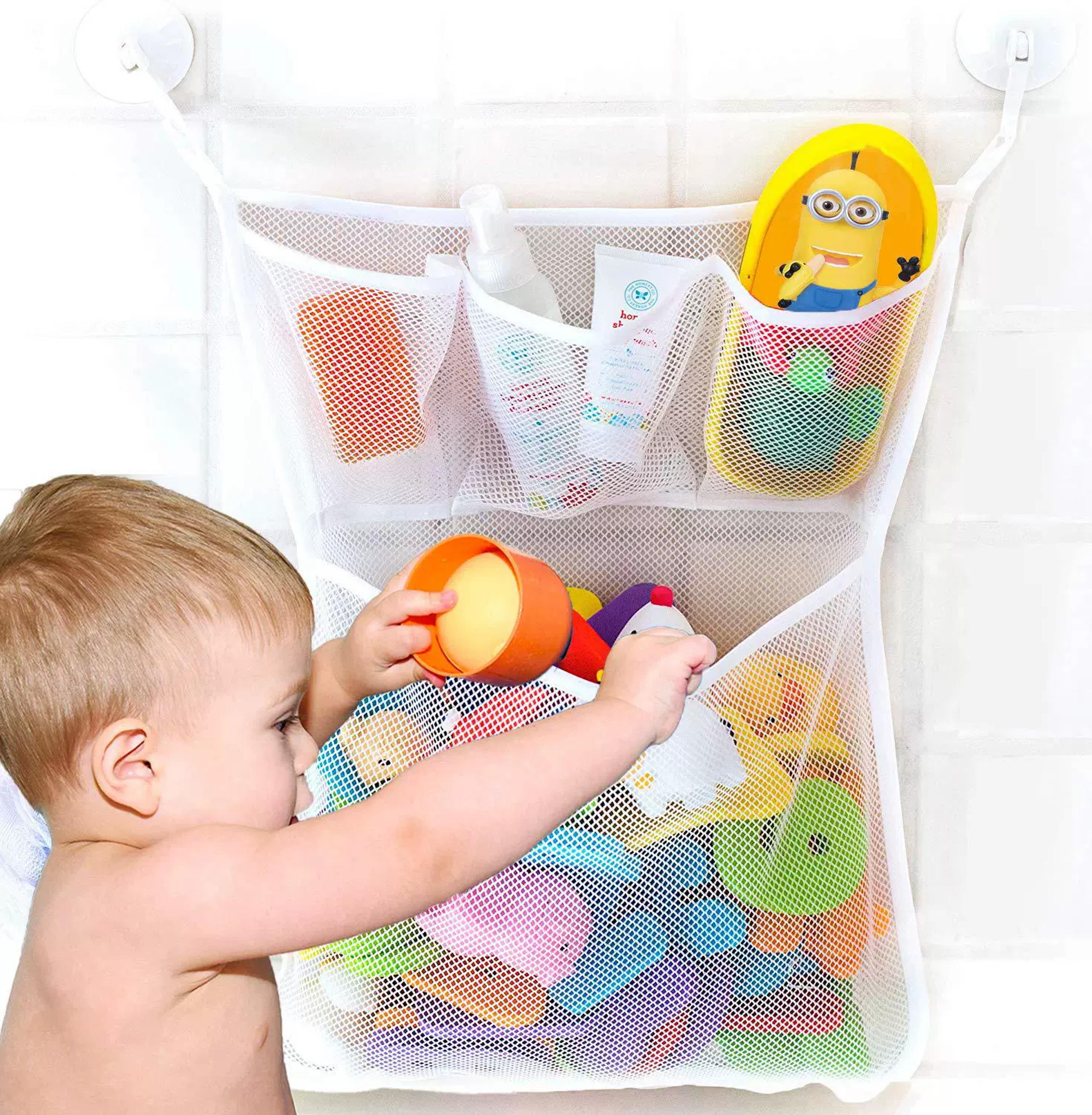 baby bath toy organizer mesh bag with strong suction cups