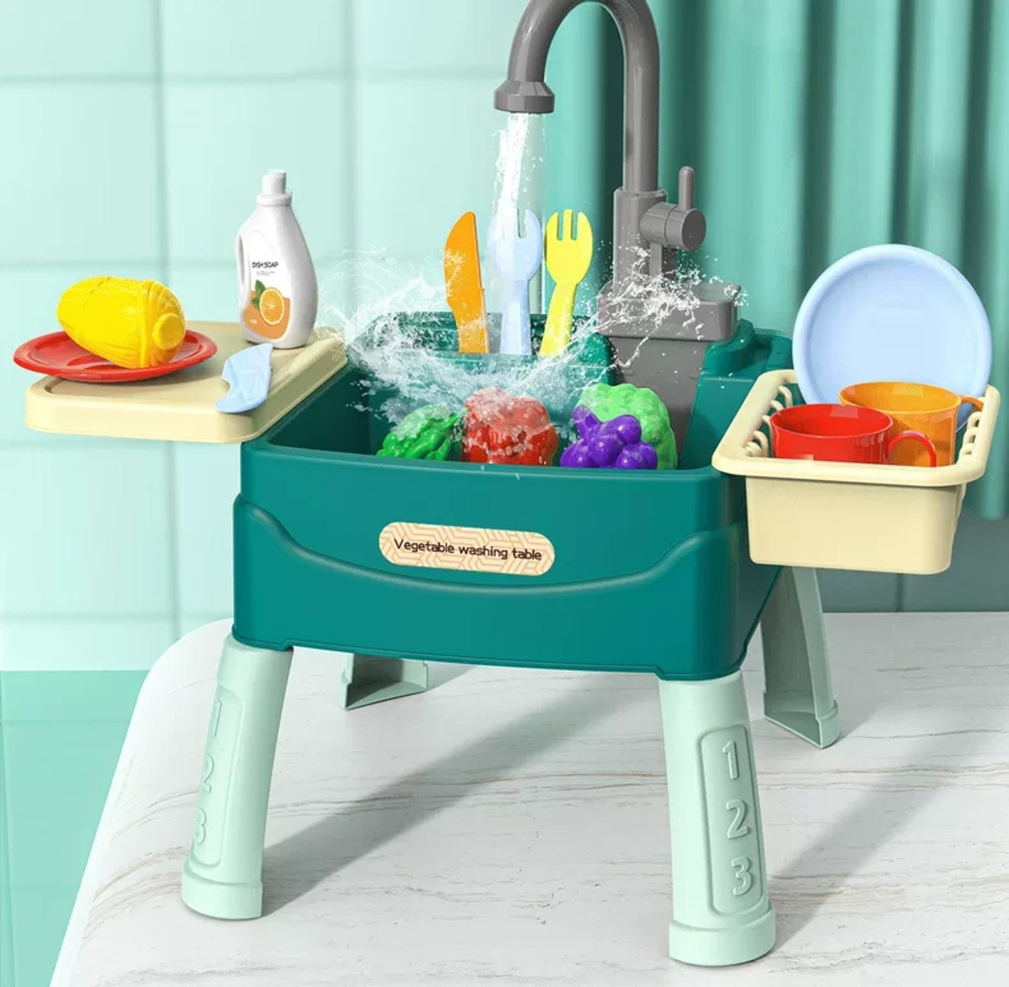 product name kids electric play sink with running water faucet and pretend dishwasher set