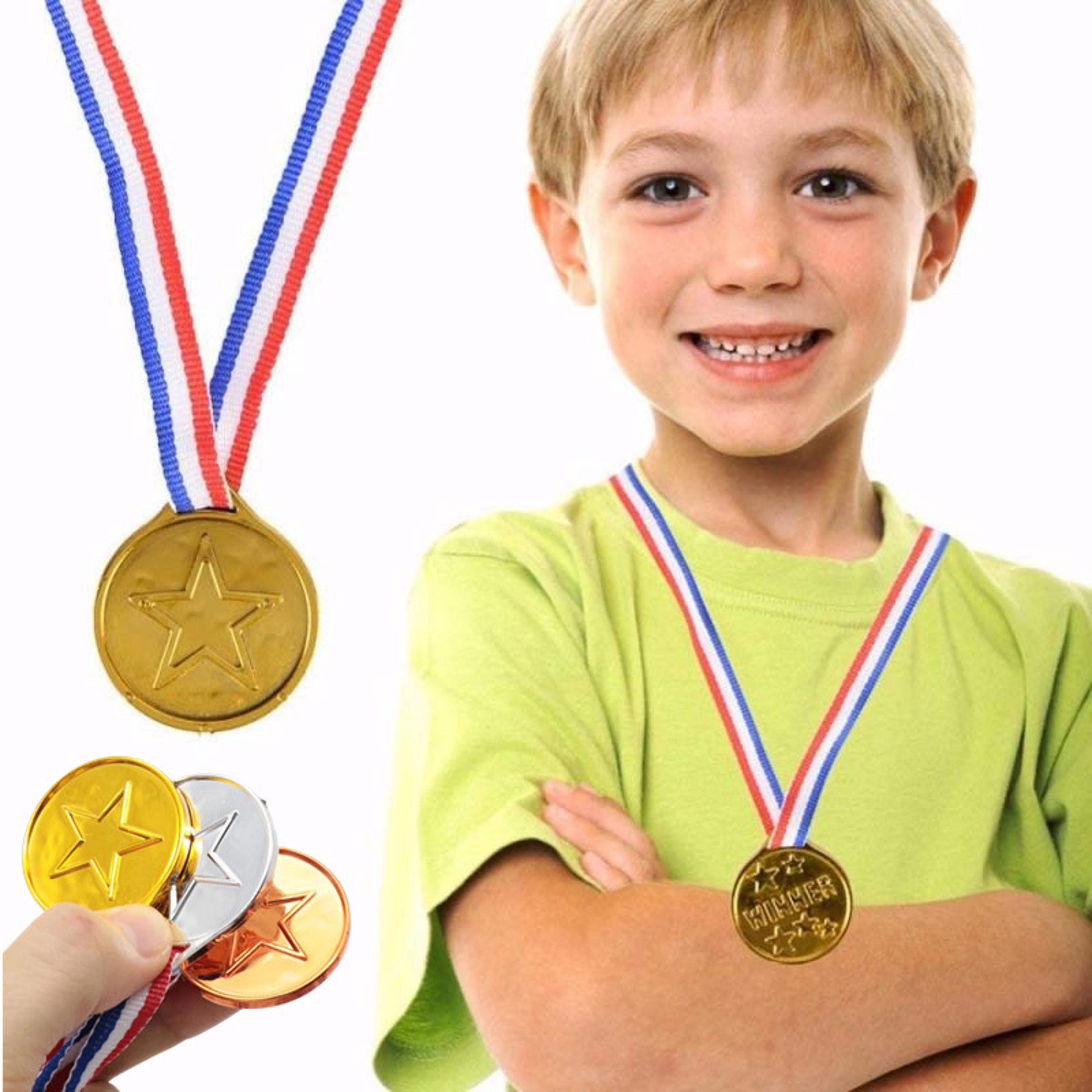 kids gold award medals with ribbon for sports games and party rewards