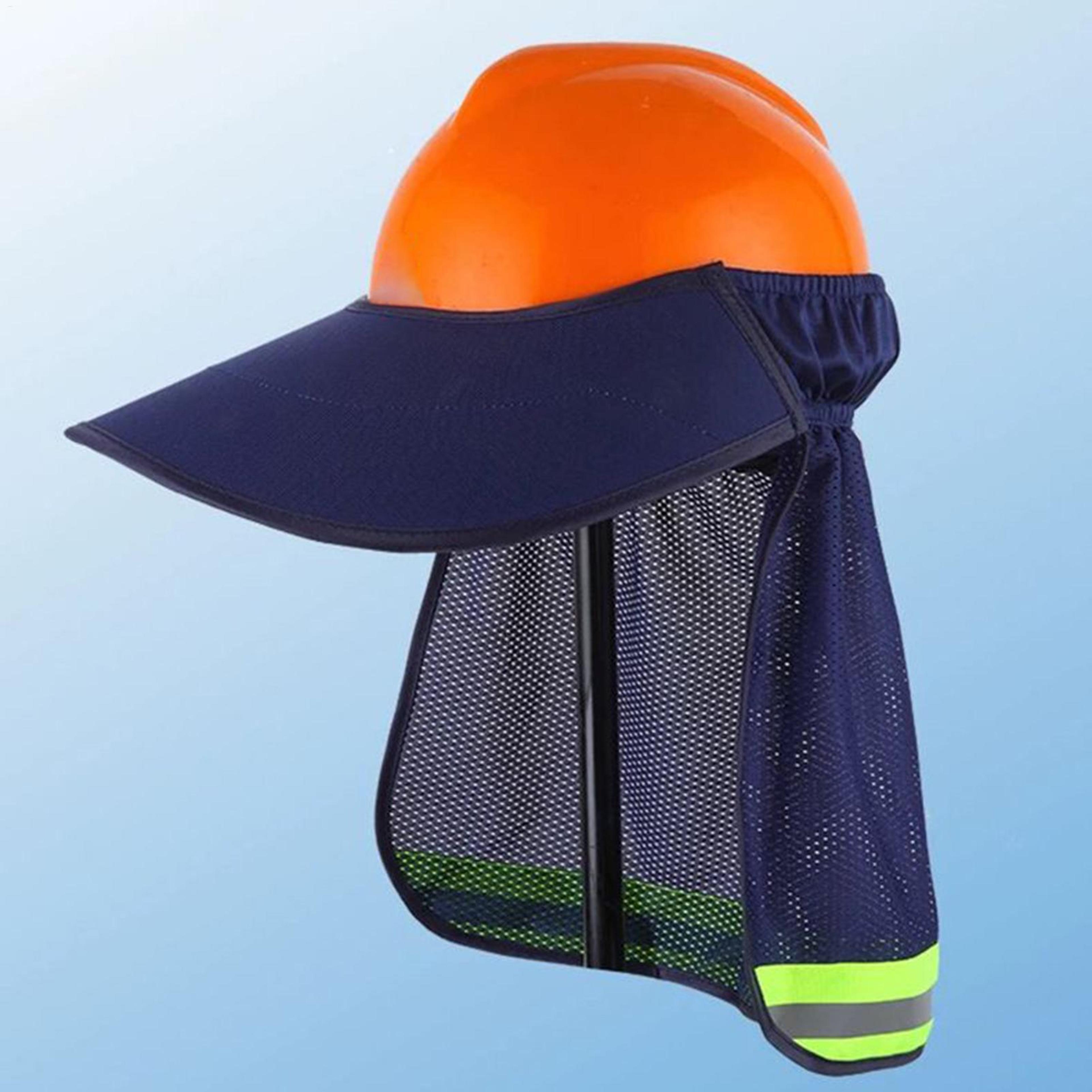 hard hat sun shade with reflective neck guard for outdoor construction work