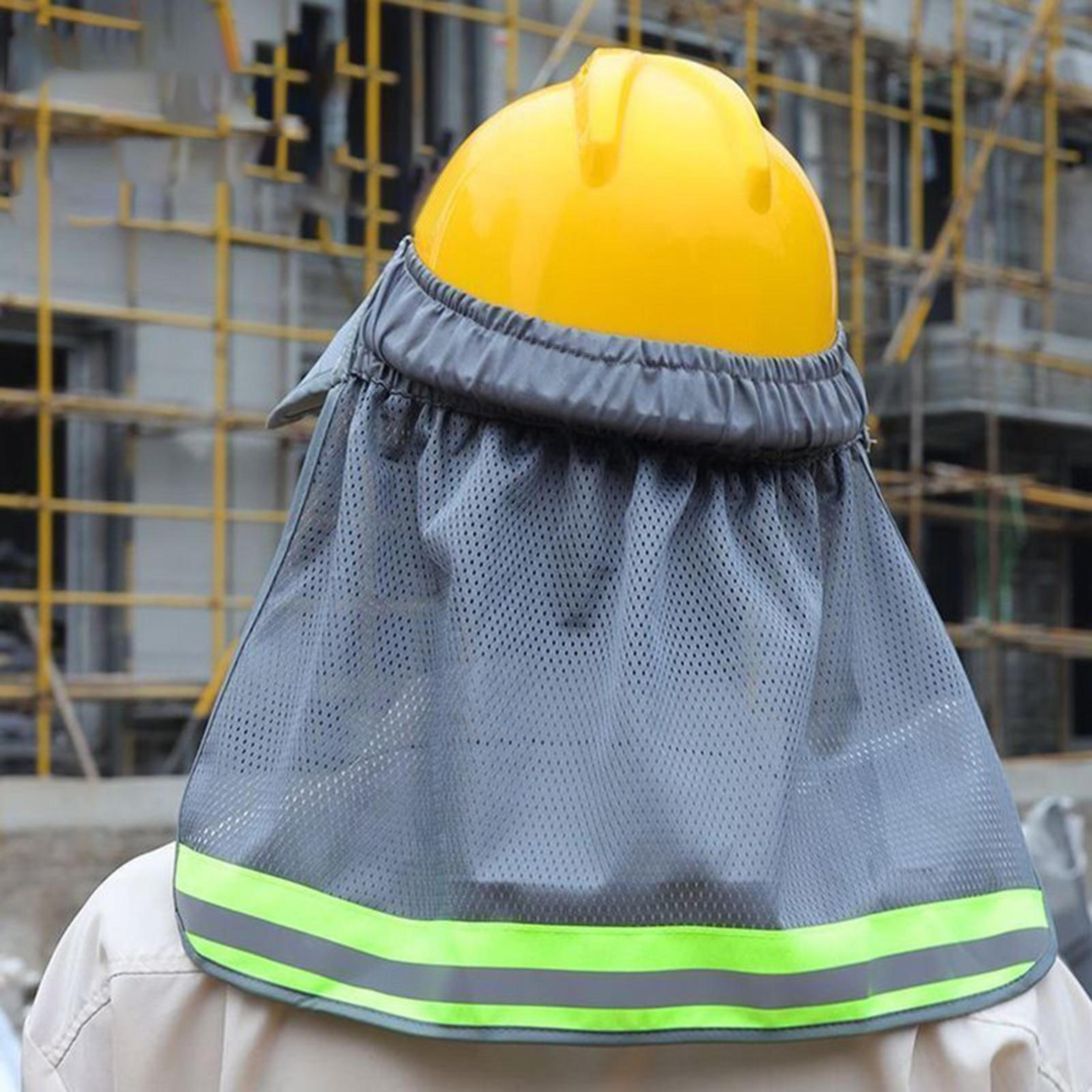 reflective hard hat sun shade with neck visor for outdoor construction work