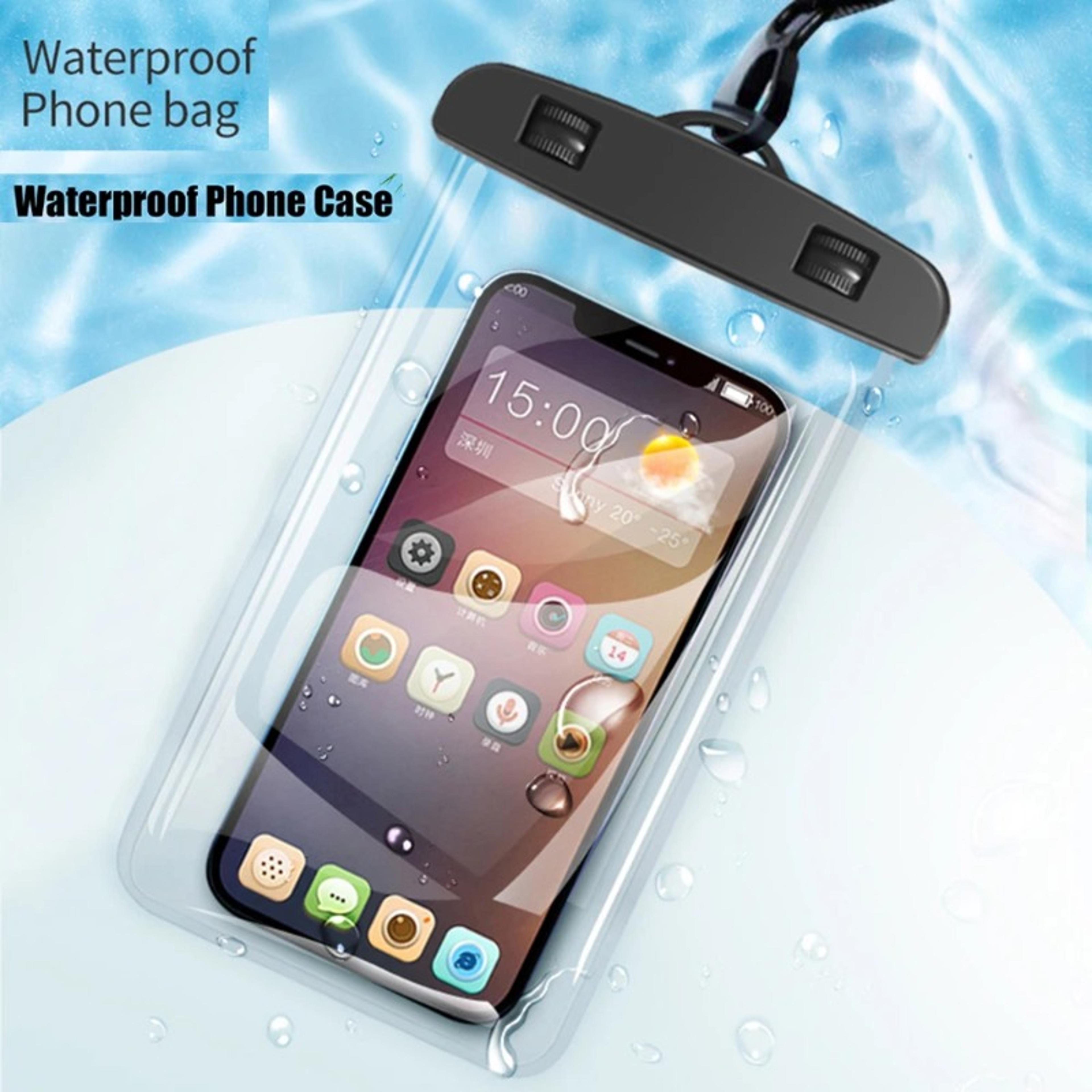 universal waterproof phone pouch with lanyard for swimming beach and underwater use