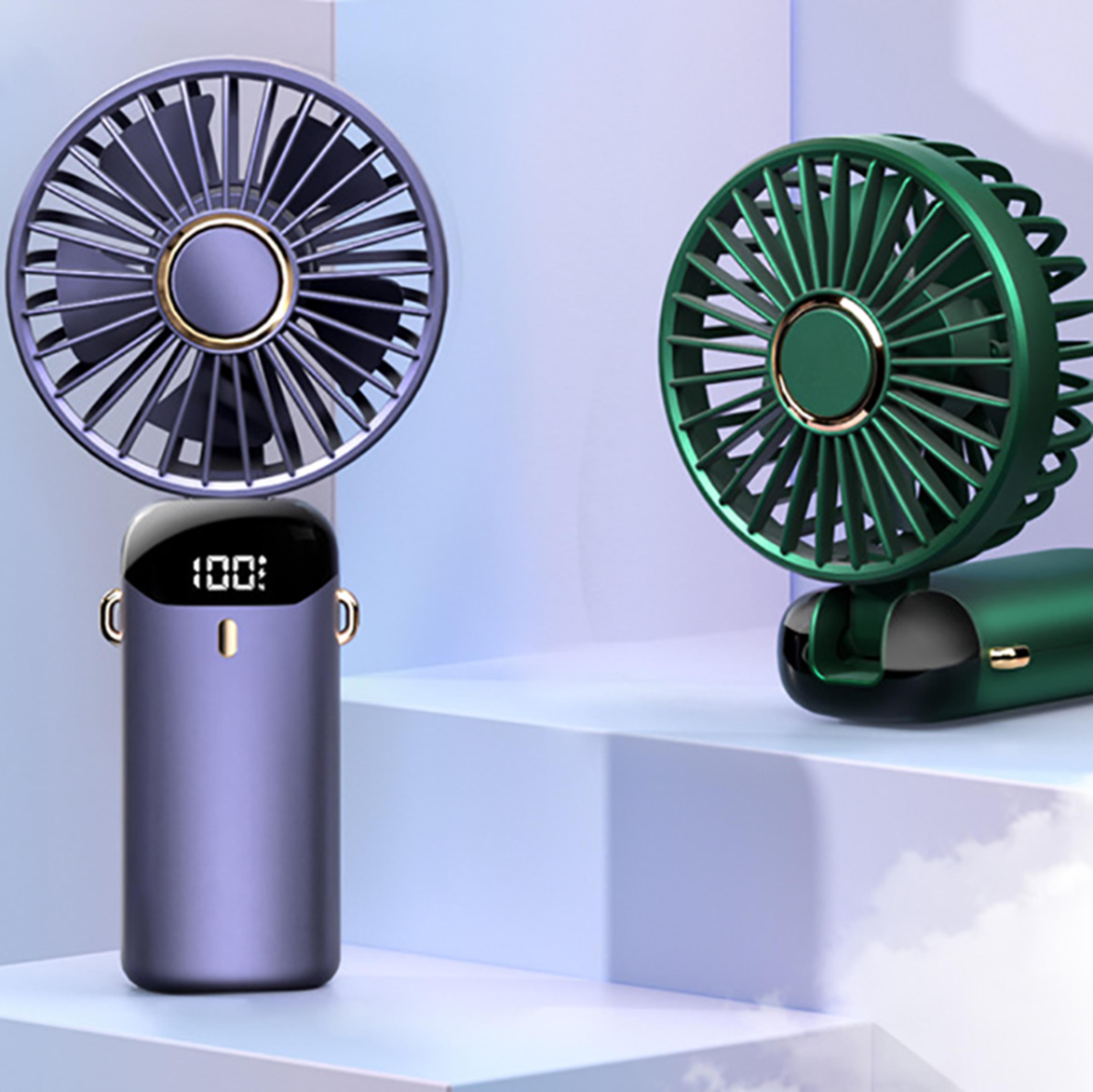 portable neck fan with led display 5 speed handheld desk cooling fan