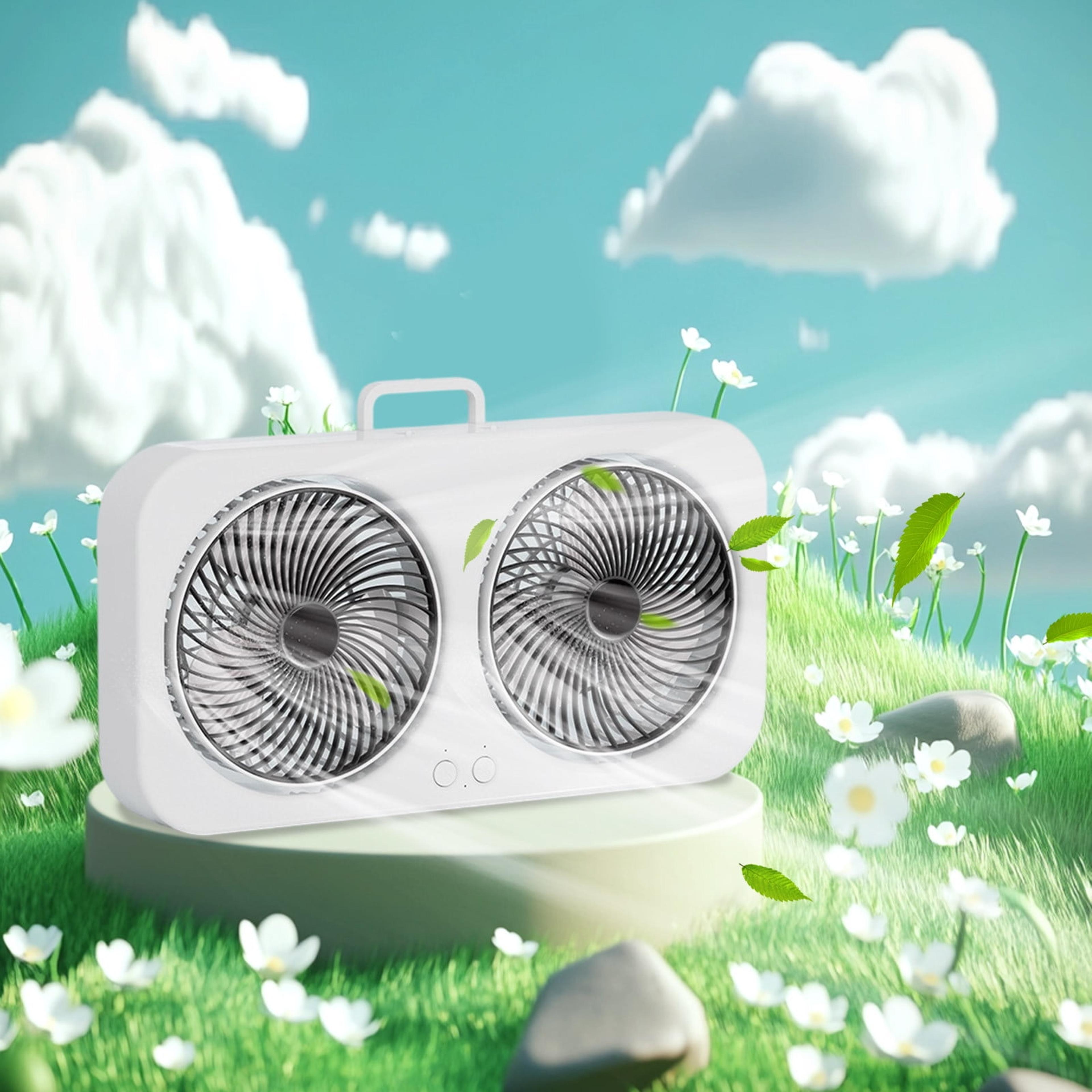 double head portable fan wall mount desk fan with usb rechargeable cooling