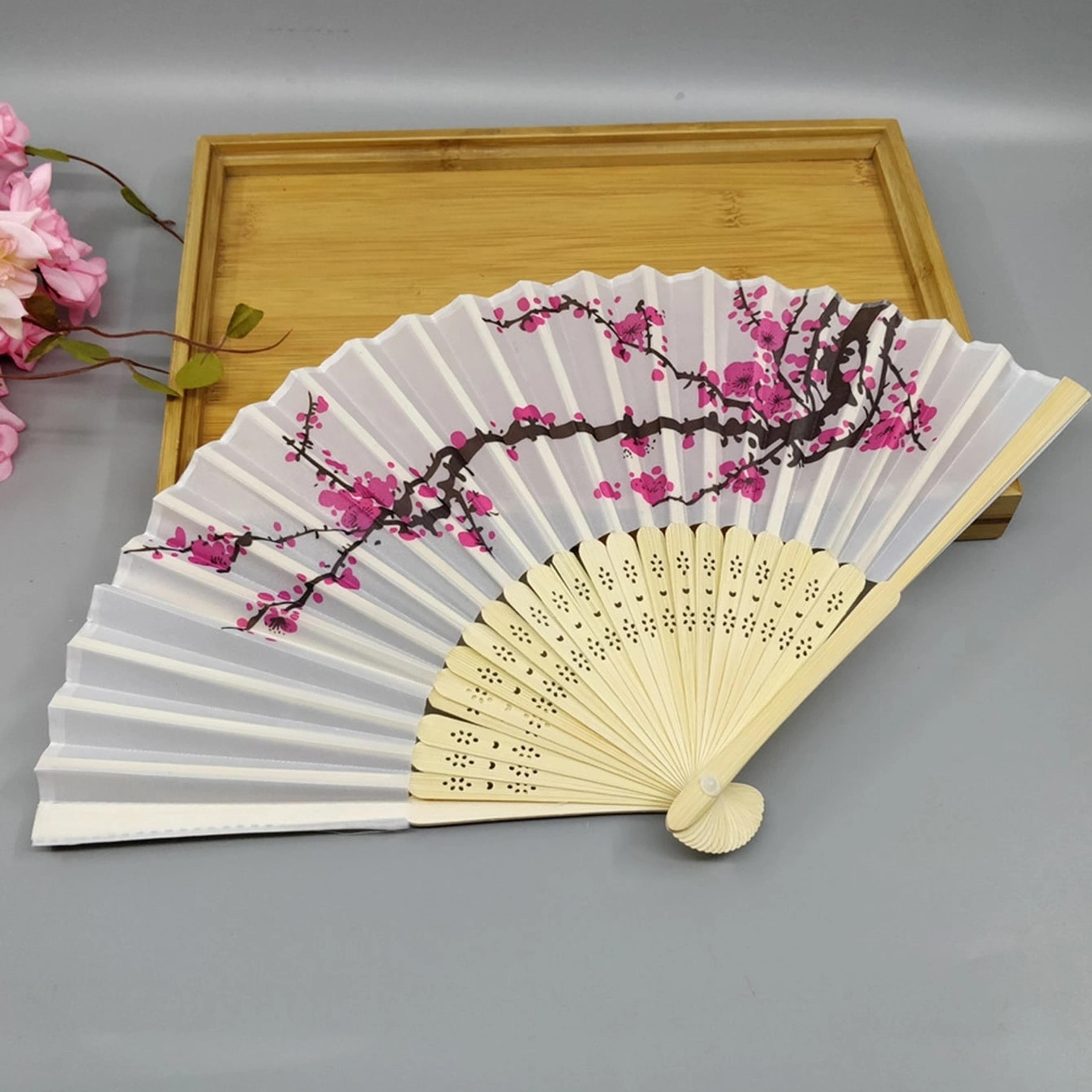 vintage folding fan with floral pattern decorative hand fan for gifts weddings and home decor