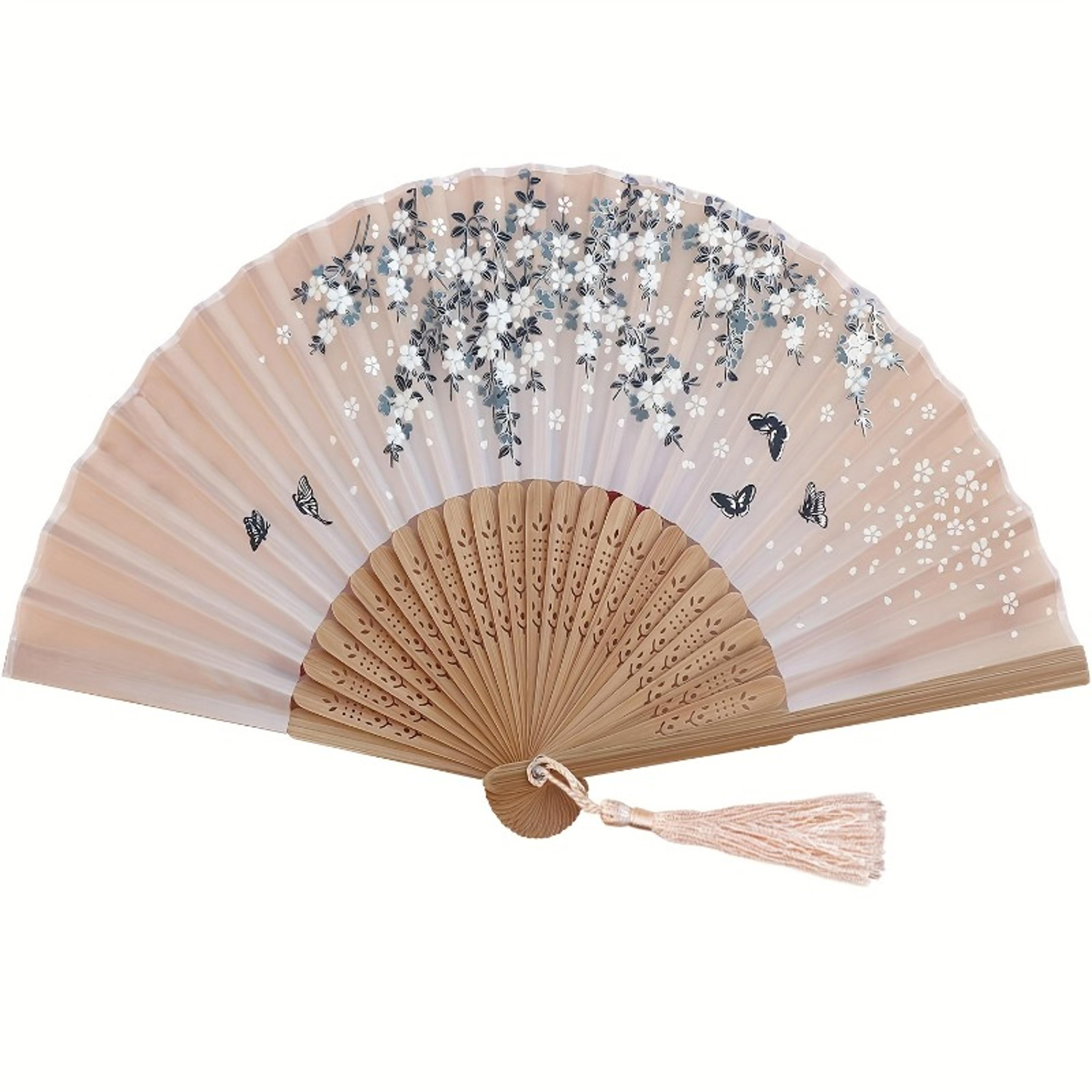 elegant folding hand fan with tassel chinese japanese style party favor