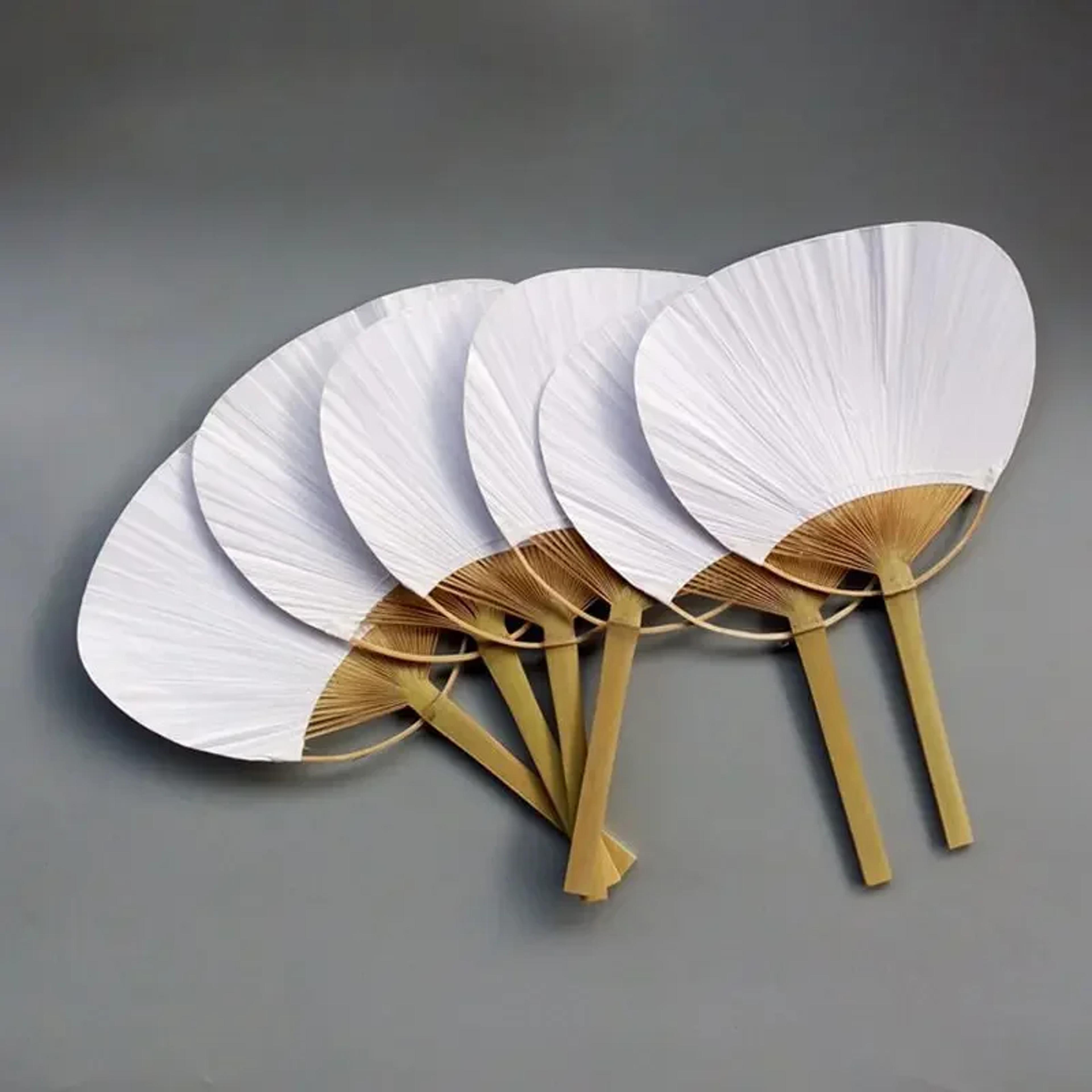 blank bamboo handle white hand fan for calligraphy painting wedding craft decor