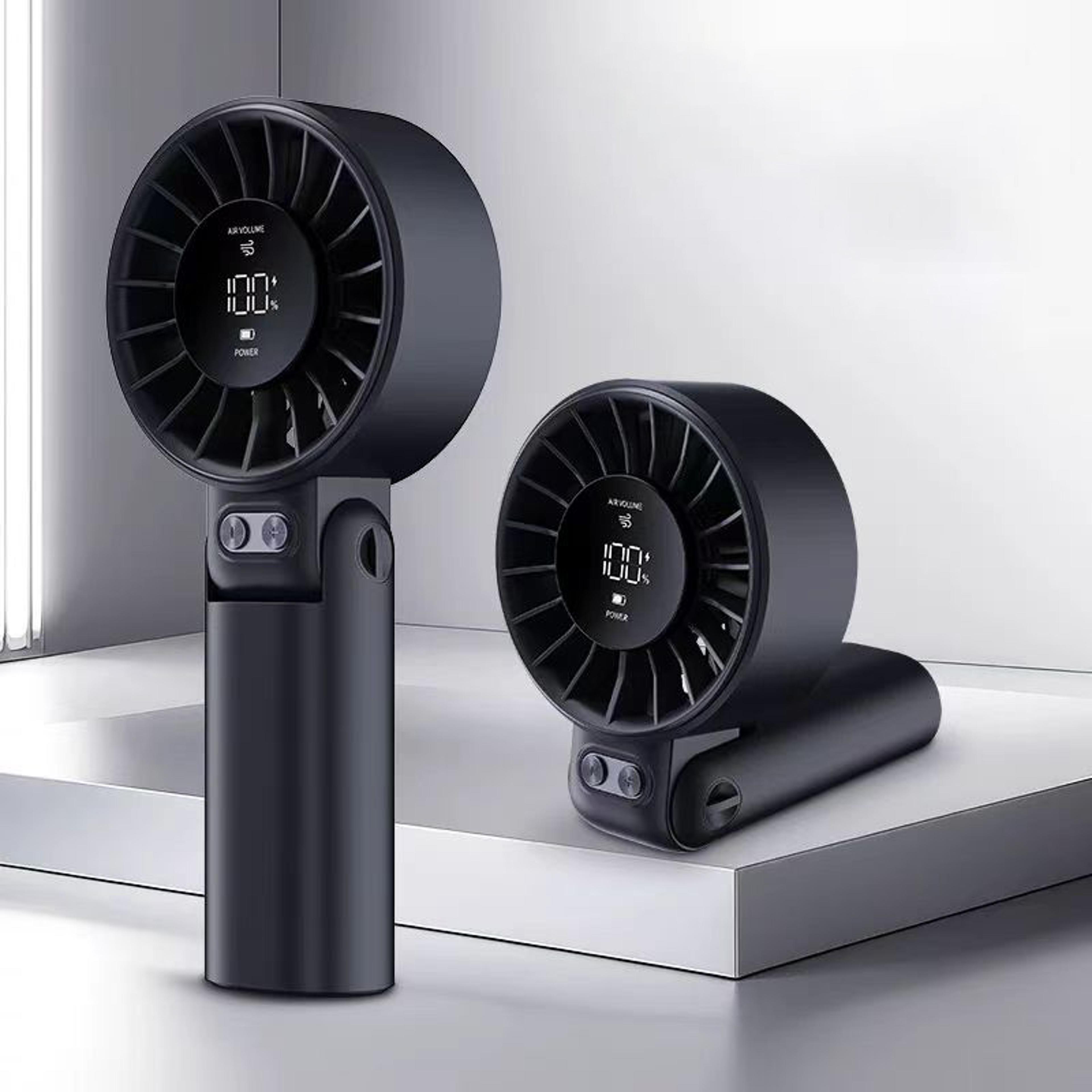 portable handheld fan with led display 5 speed foldable desk and neck fan