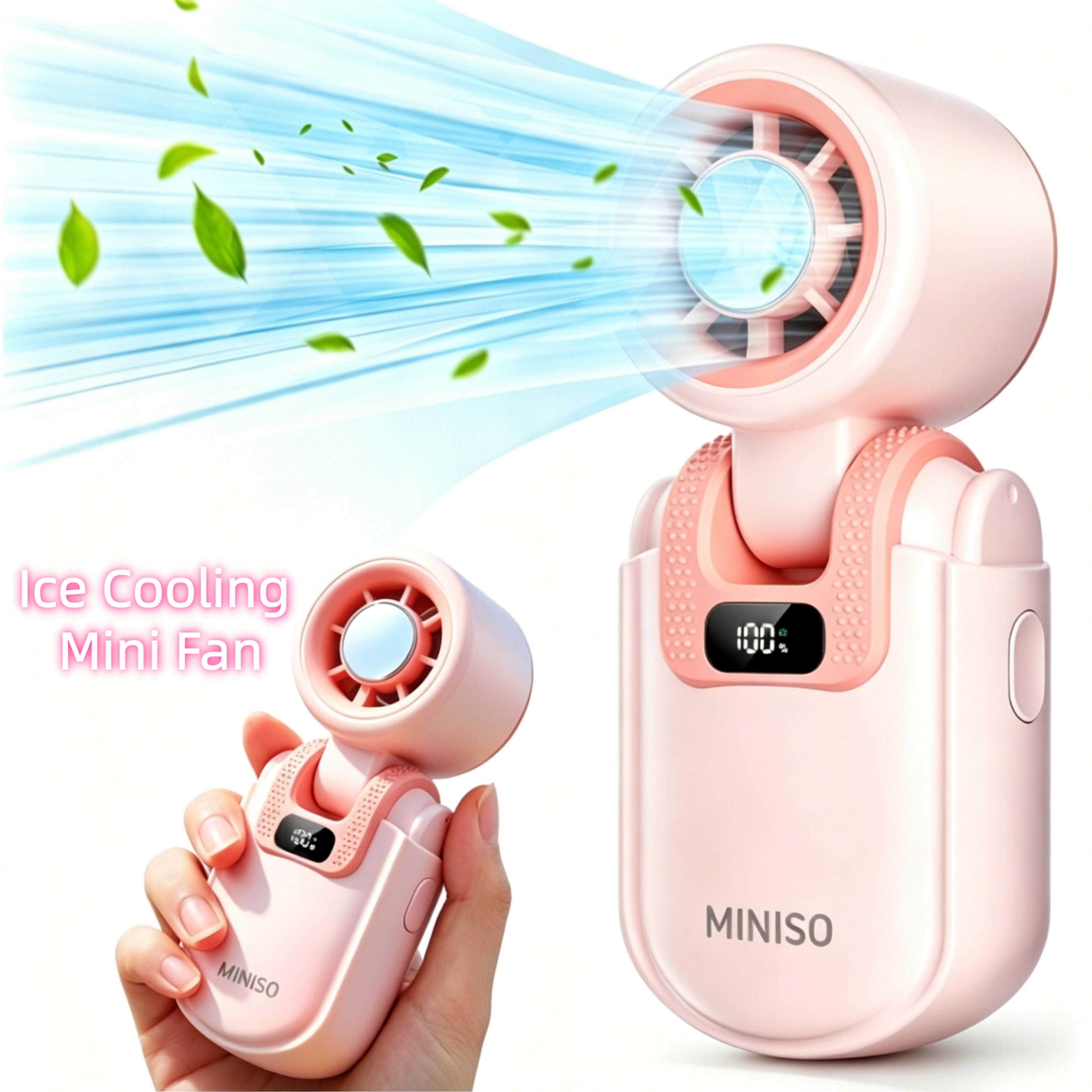 rechargeable mini cooling fan with ice cool plate smart display foldable design