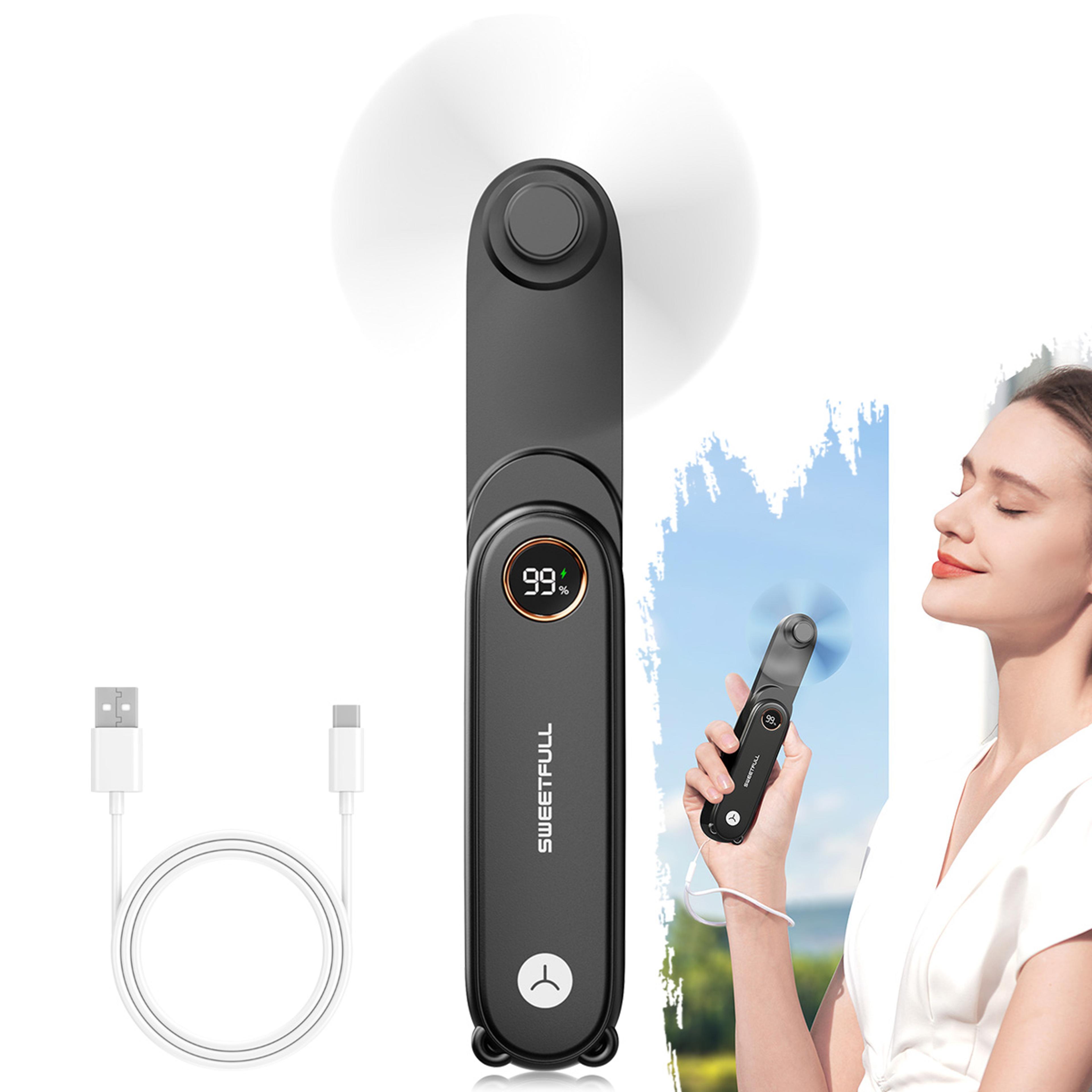 portable handheld fan with light usb rechargeable mini folding fan for outdoor travel