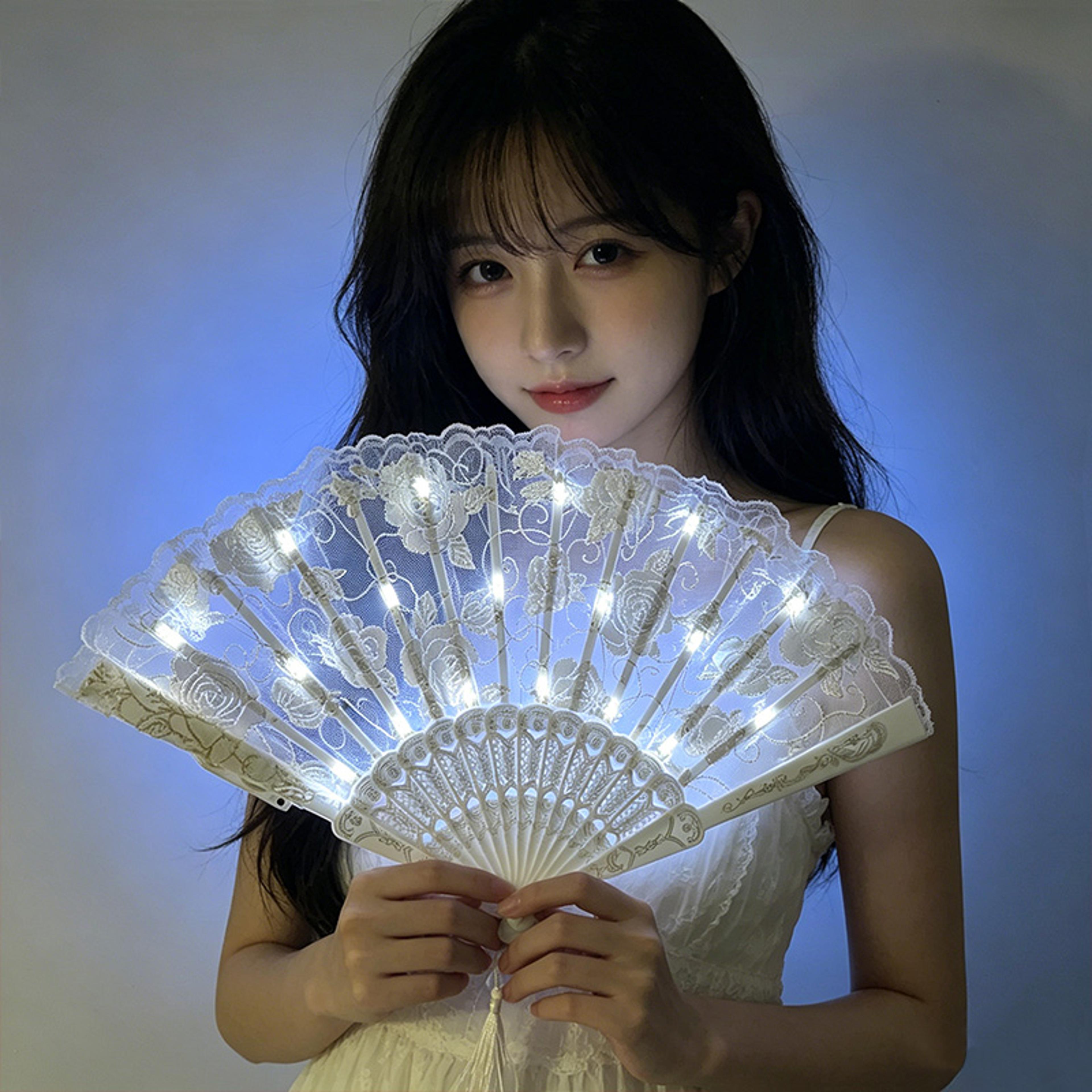 led lace fan light up folding fan for parties carnival shows and dance decor