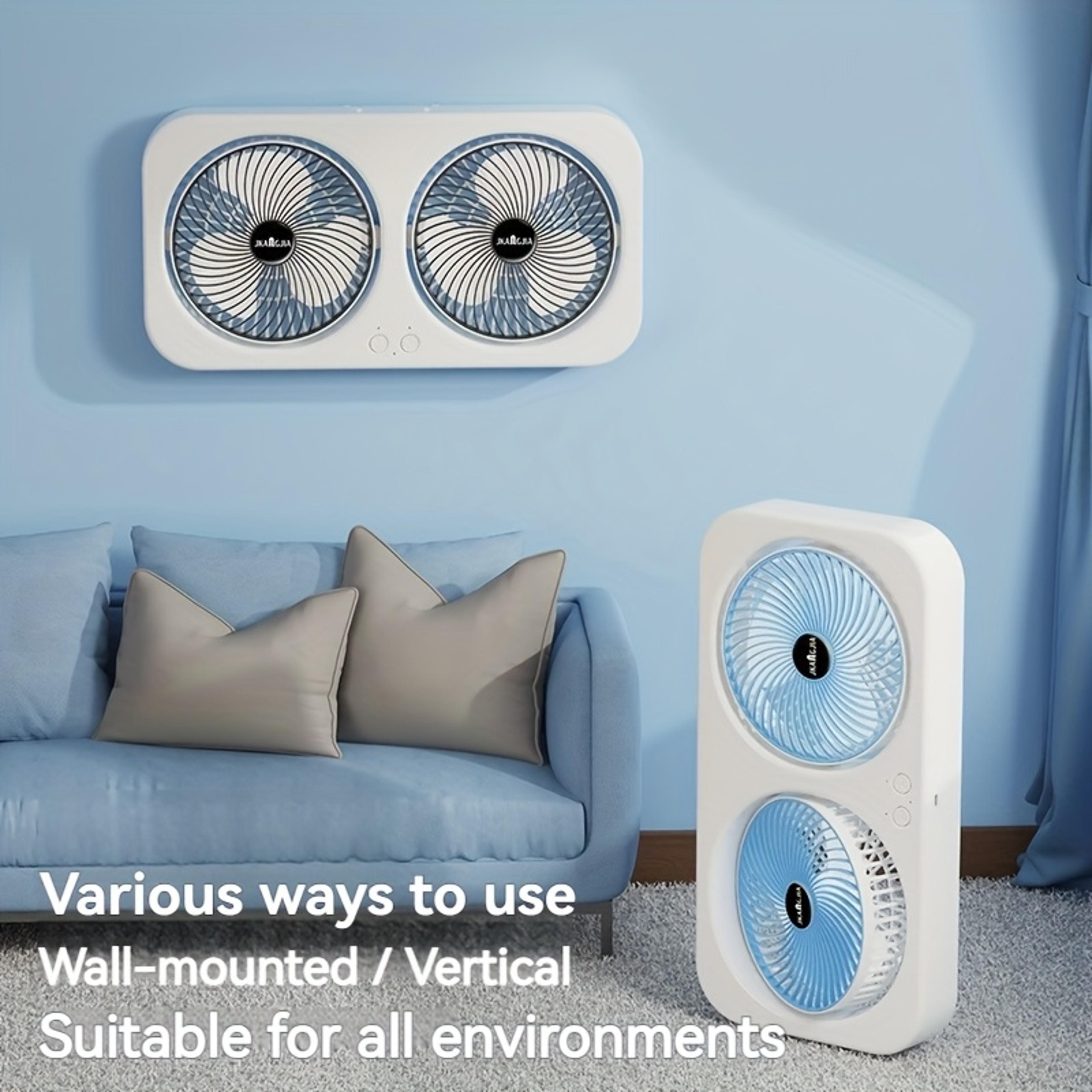 dual head usb circulating fan adjustable rechargeable quiet portable fan