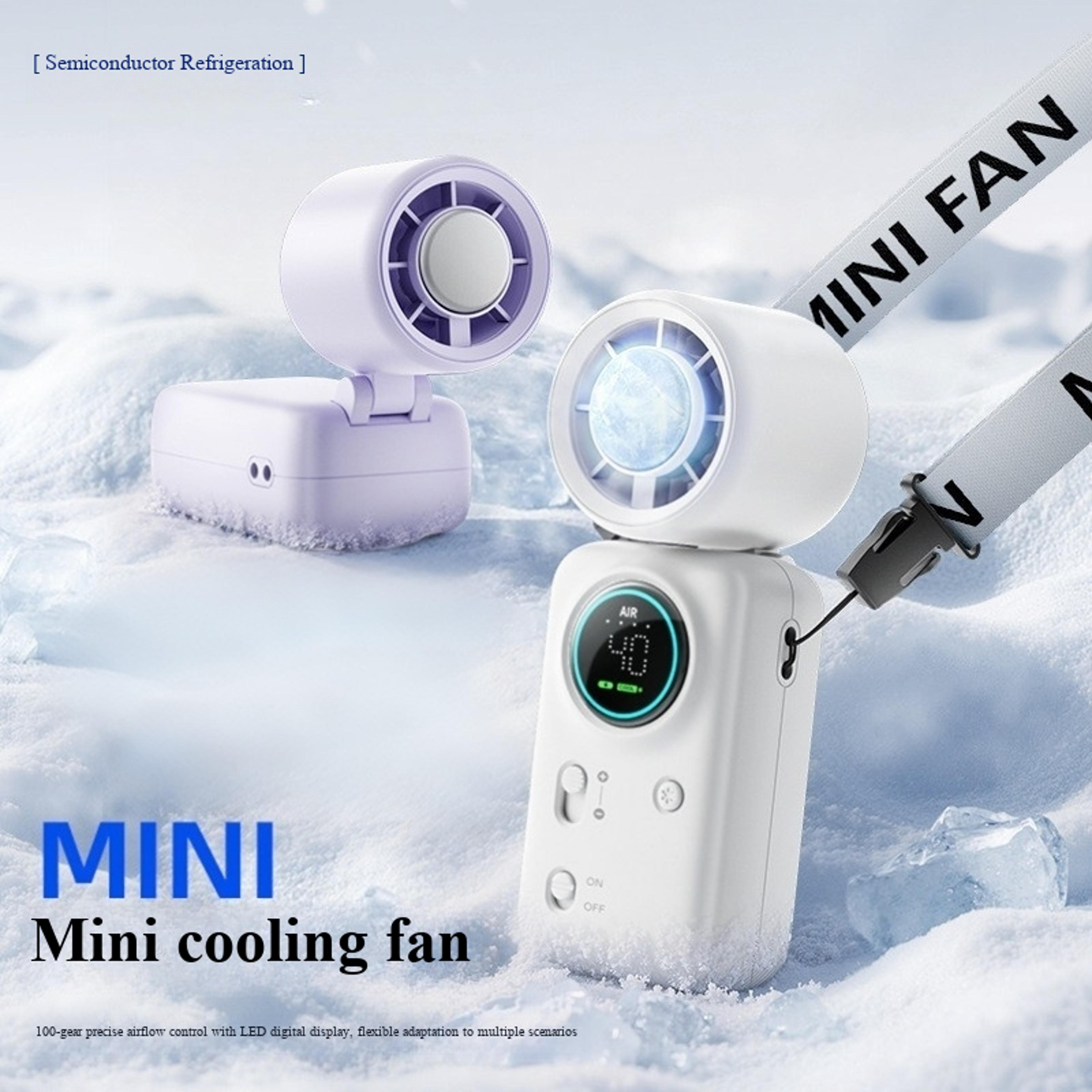 ice cooling foldable handheld fan with digital display