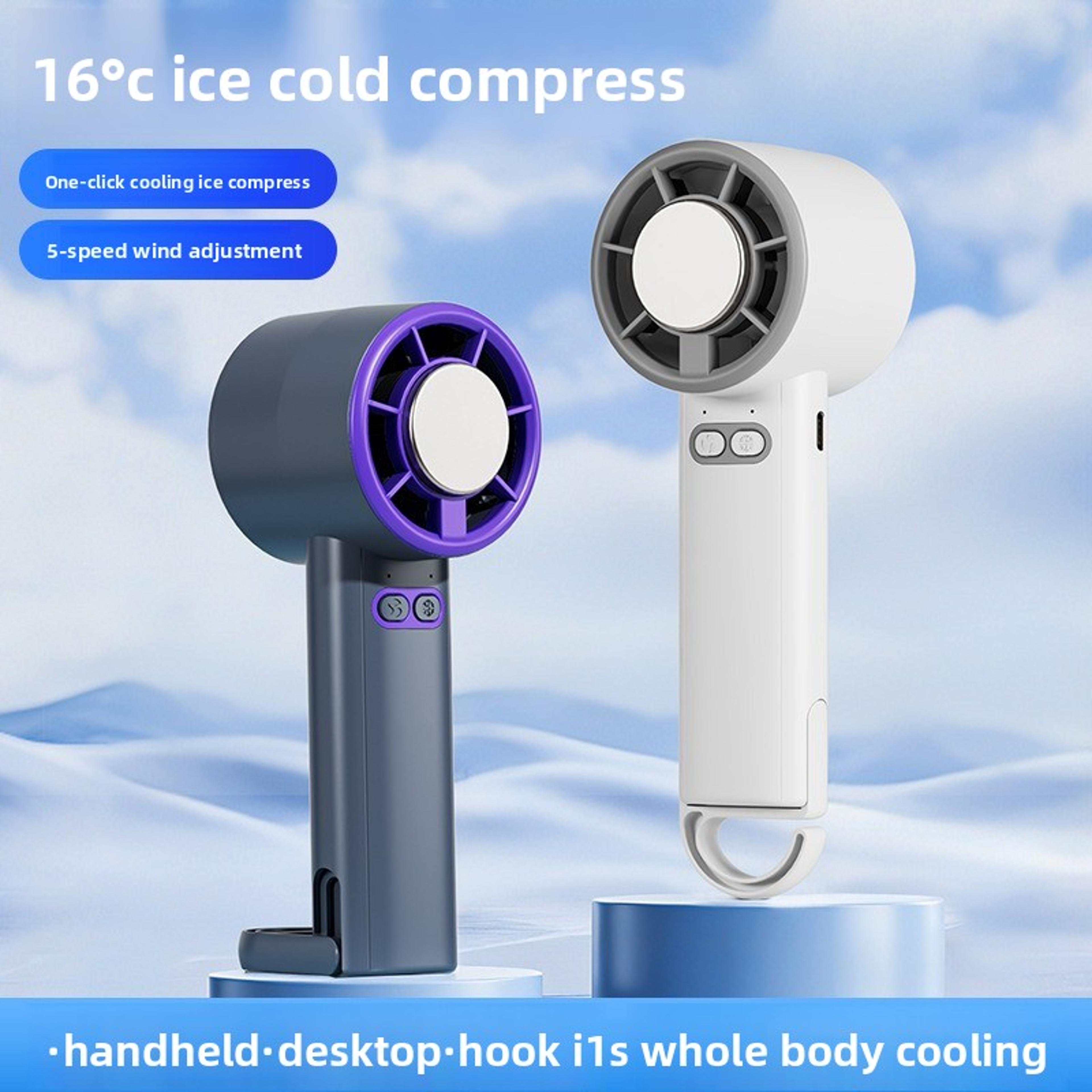 portable ice cooling fan speed handheld desk fan with hook