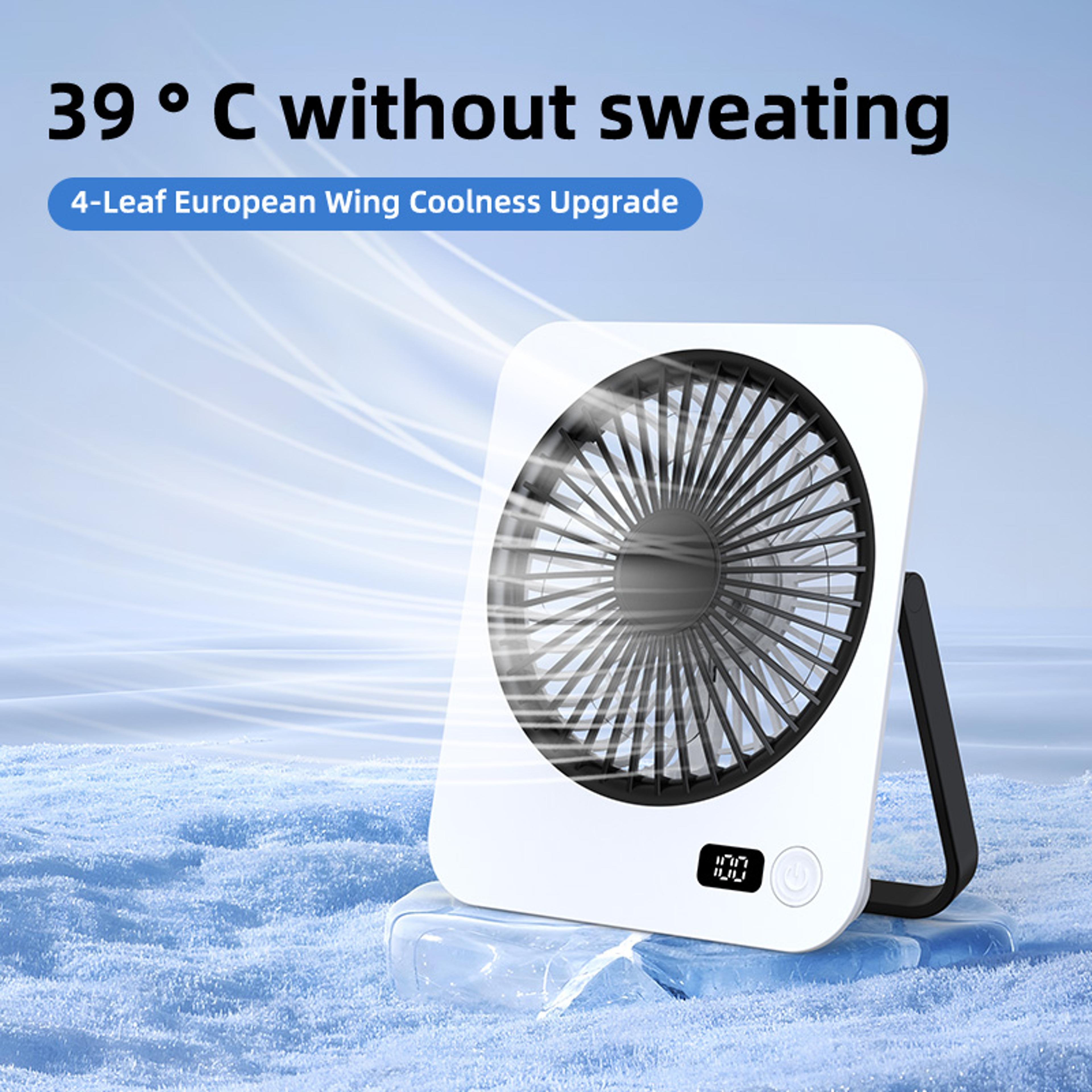 portable desk fan usb rechargeable mini fan with folding design and power display