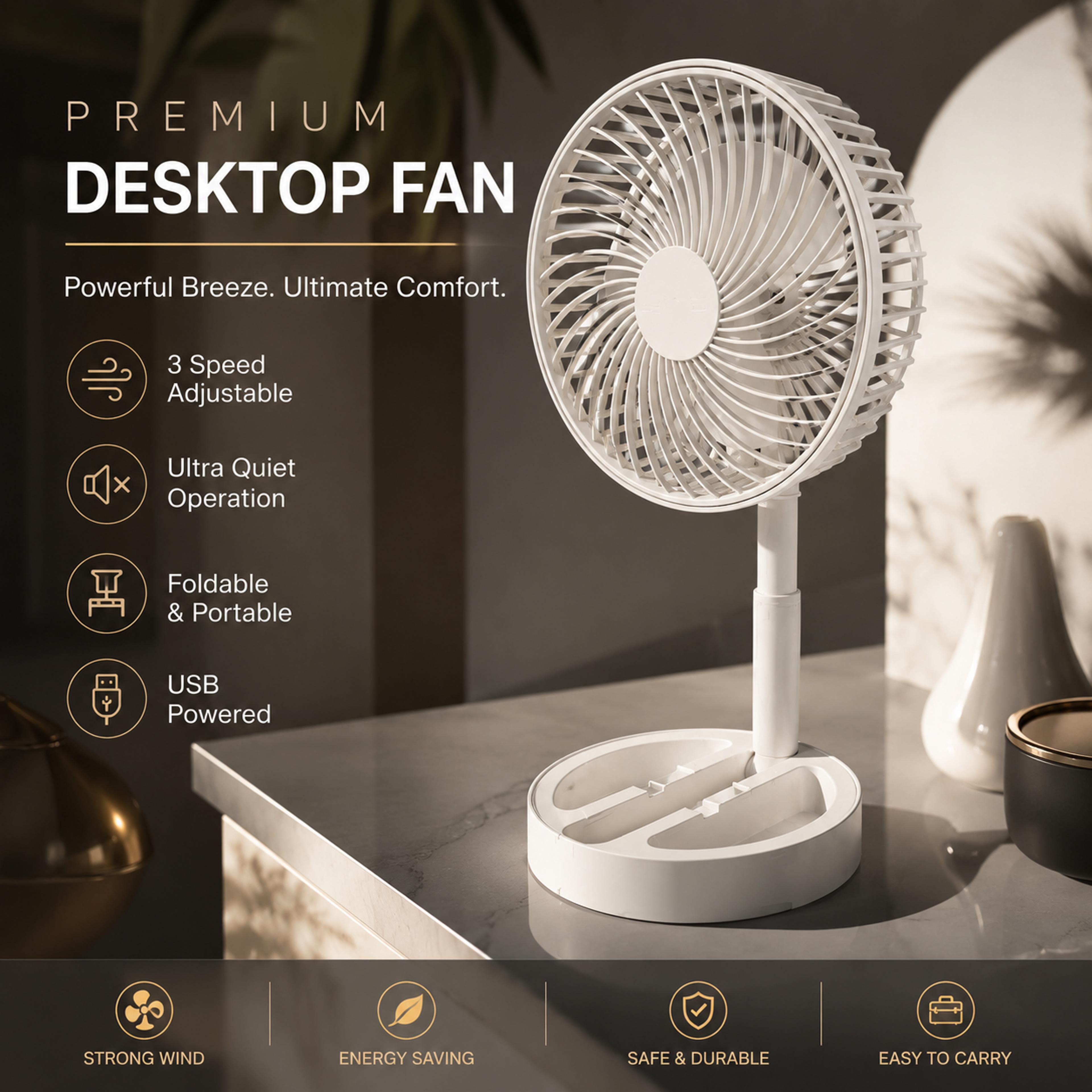 portable rechargeable fan foldable usb desk and floor fan with adjustable height