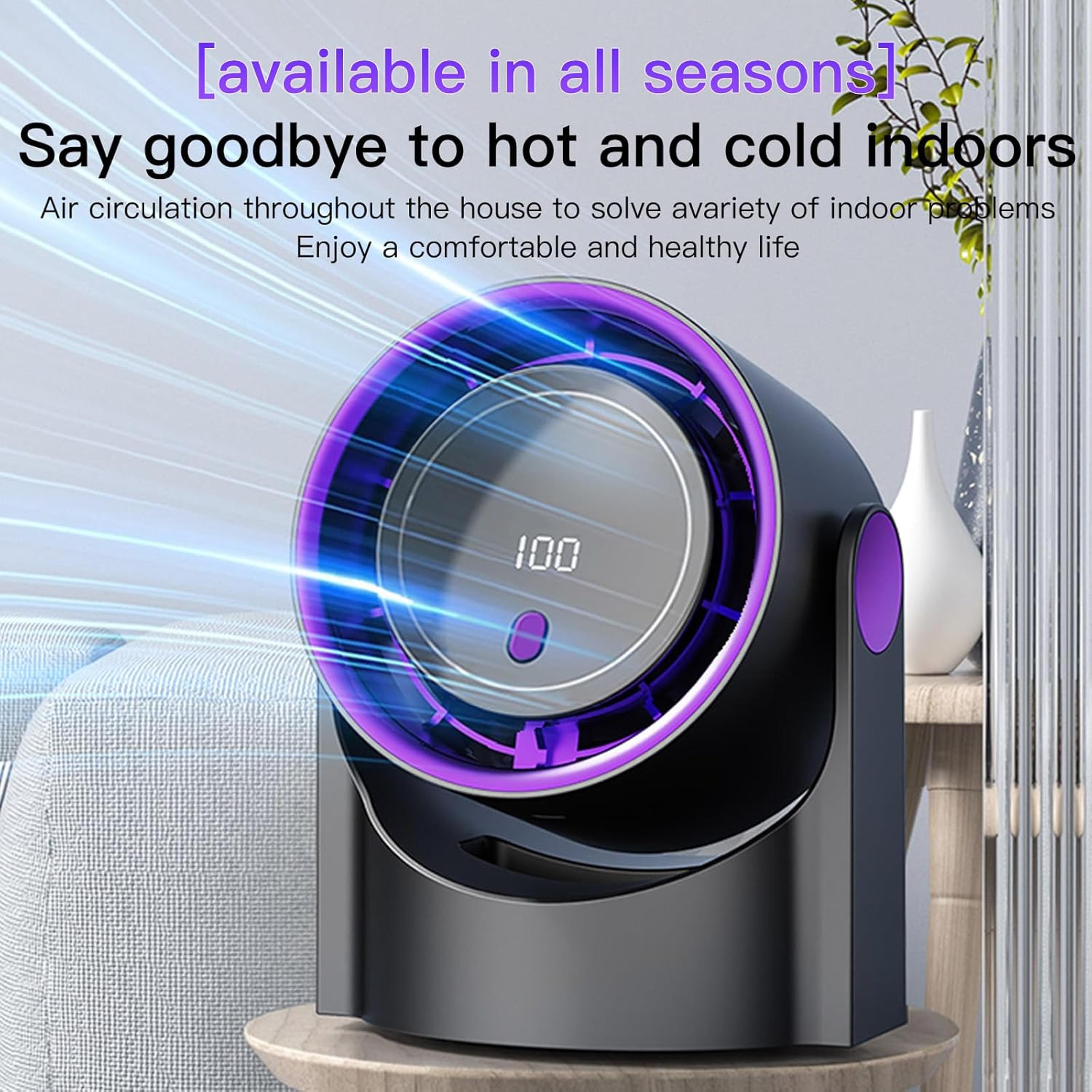 speed rechargeable desktop fan with led display and wall mount