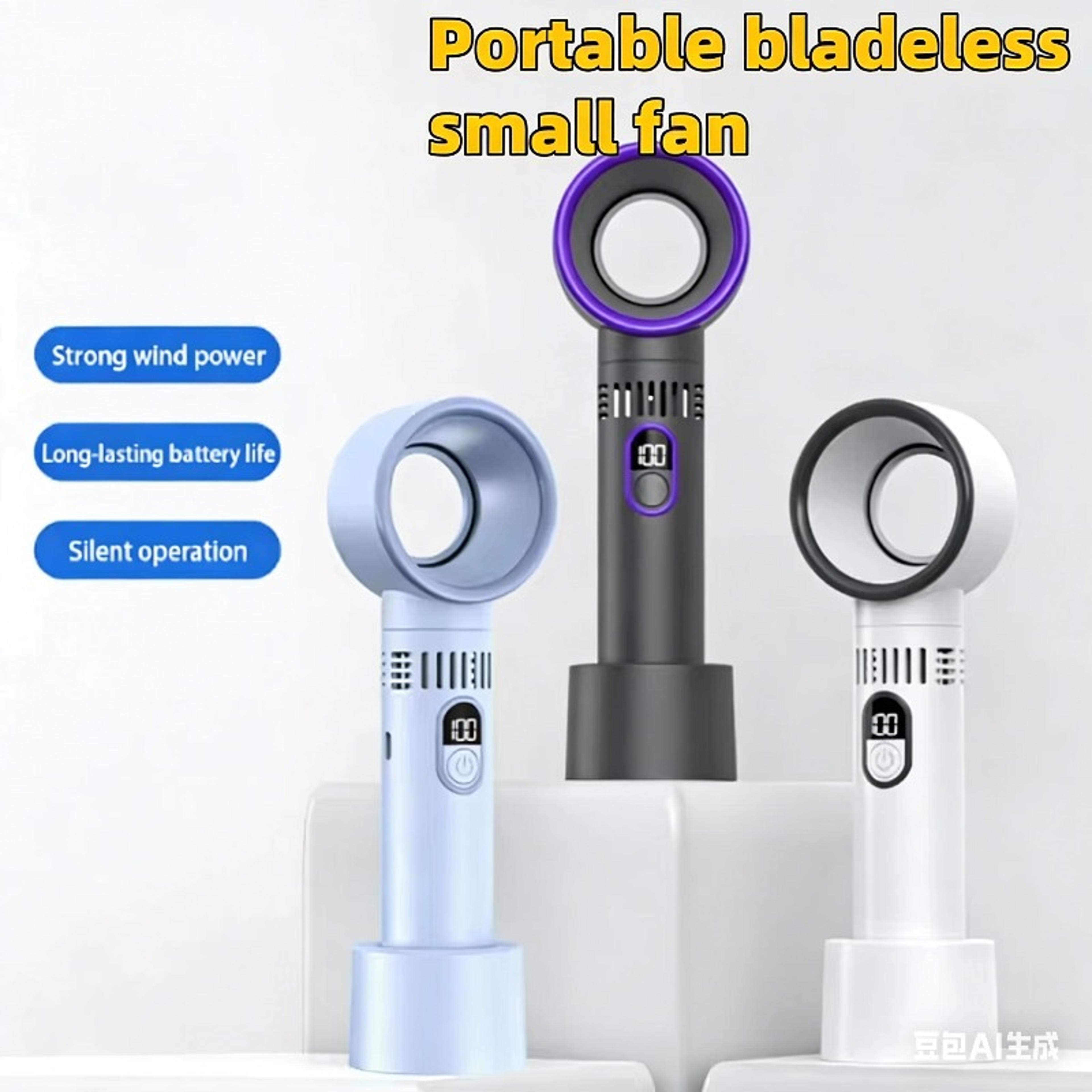 speed rechargeable bladeless portable fan with digital display