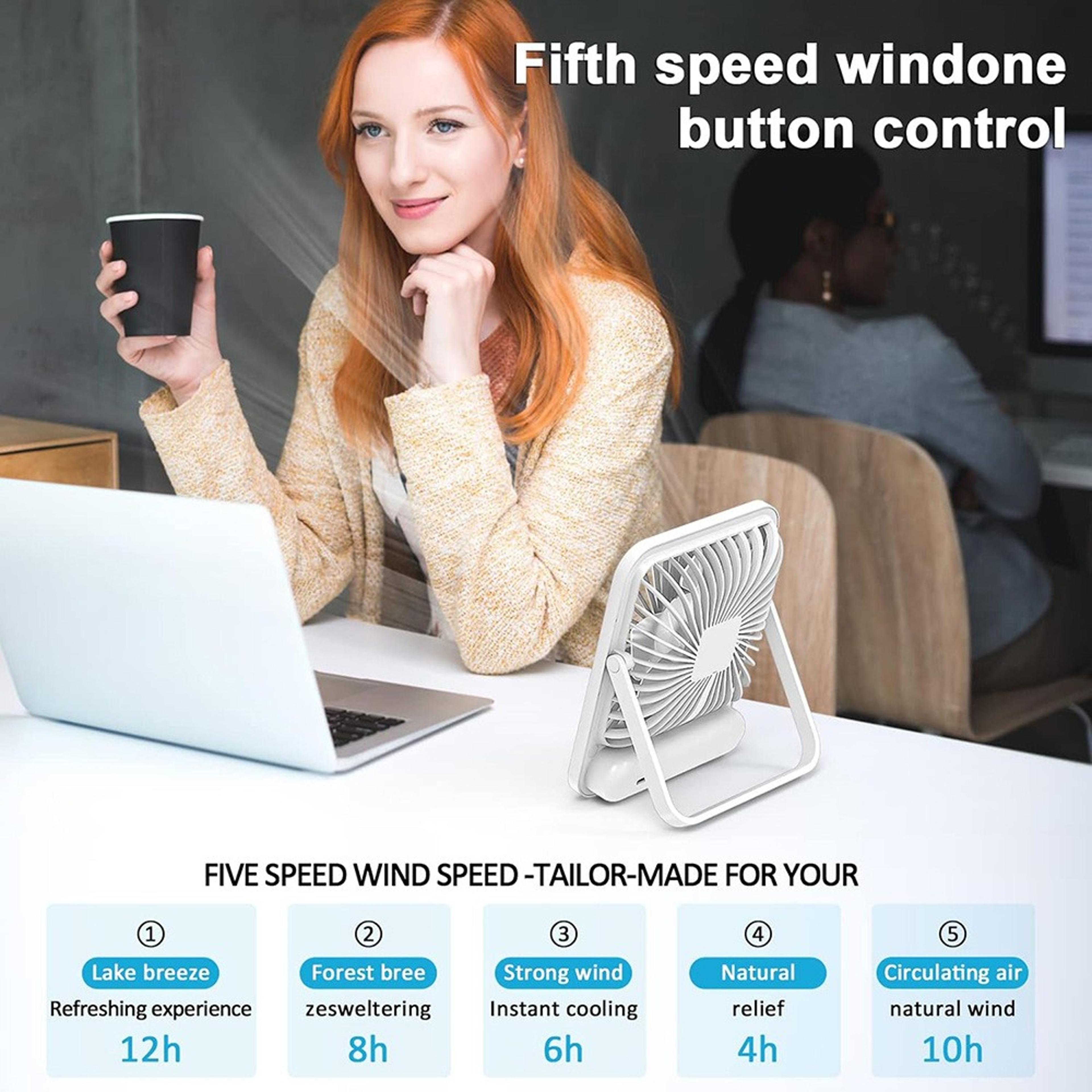 portable rechargeable foldable desk fan with usb c charging and led power display
