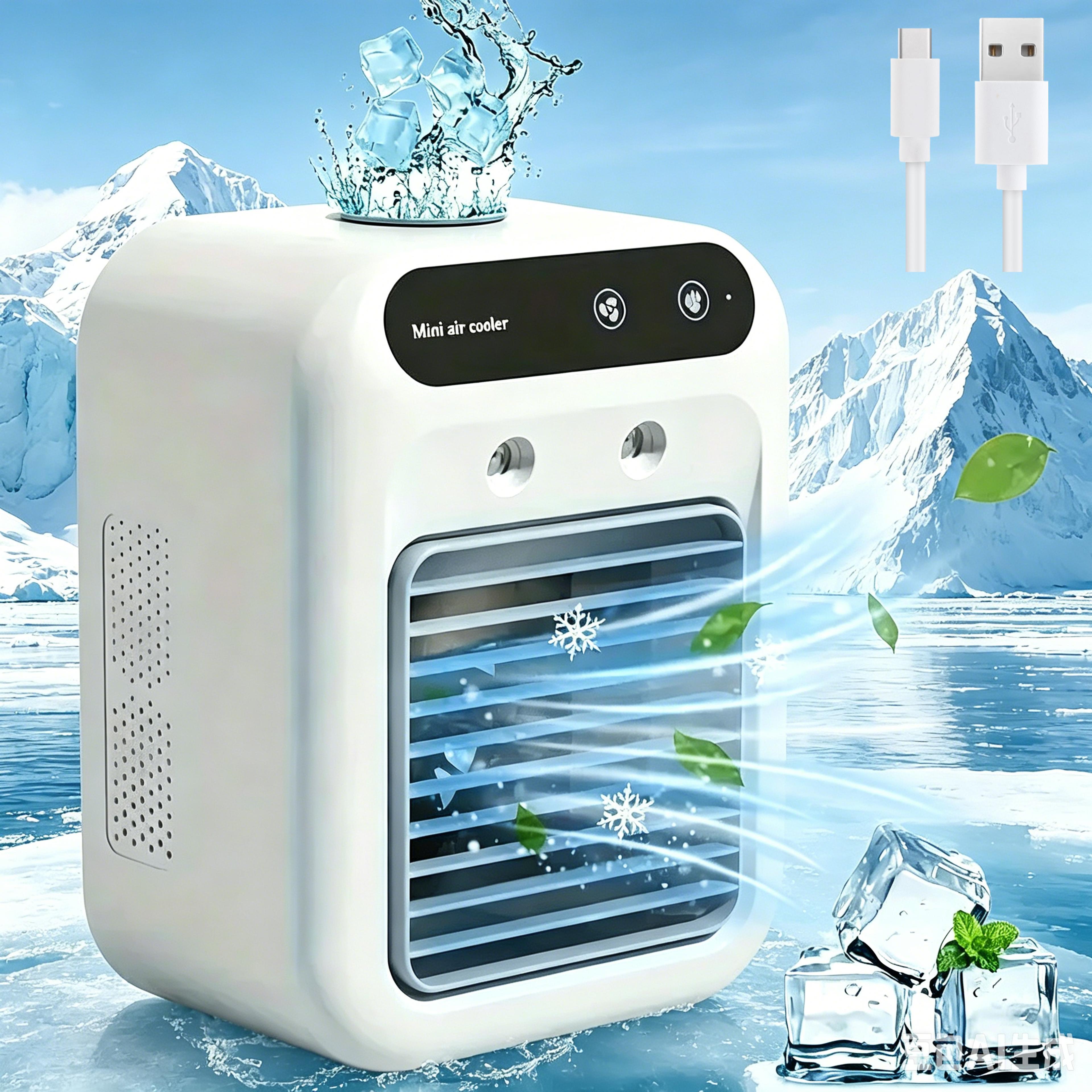 portable desktop air cooler usb rechargeable humidifying fan for home office