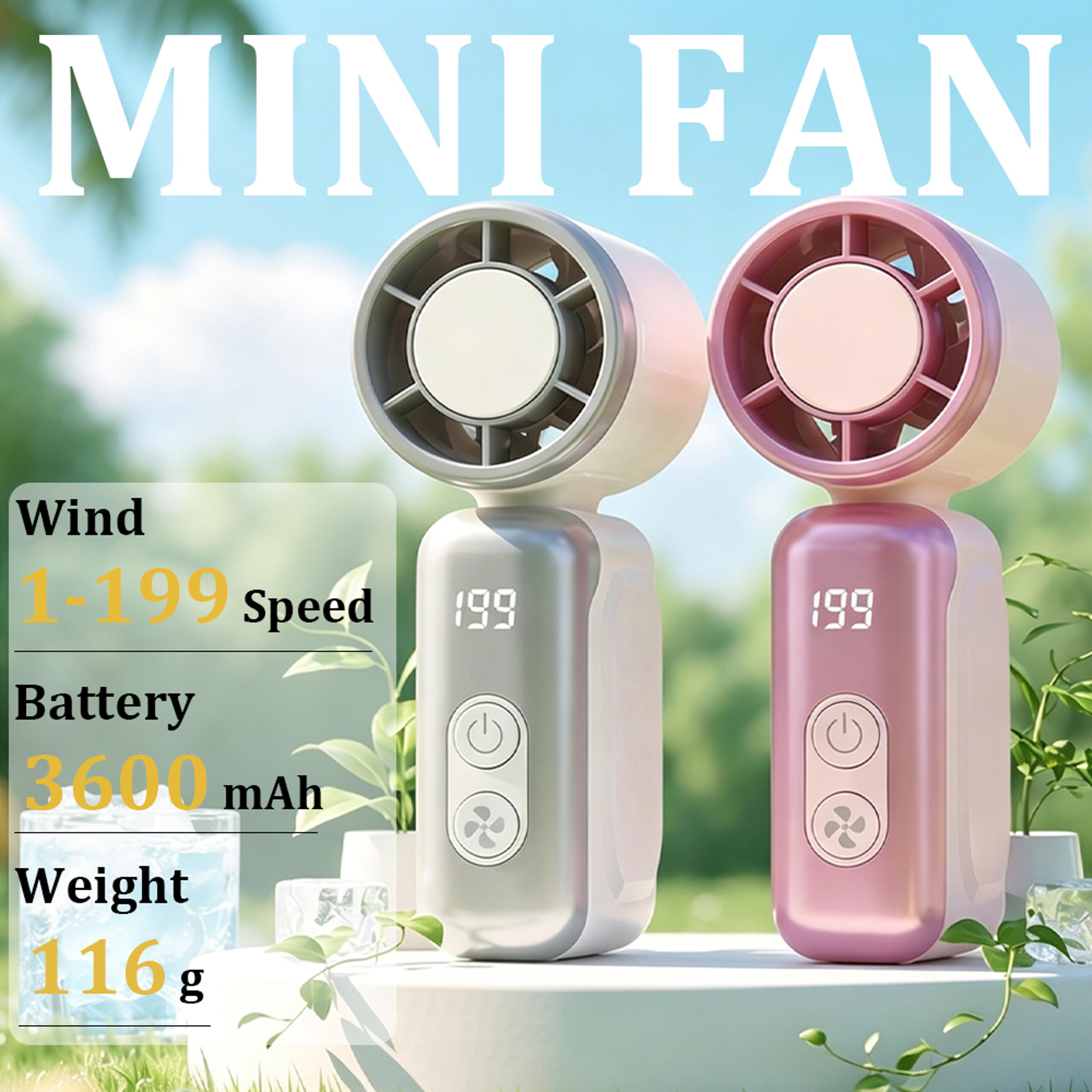 portable handheld fan rechargeable fan with led display and mini desk stand