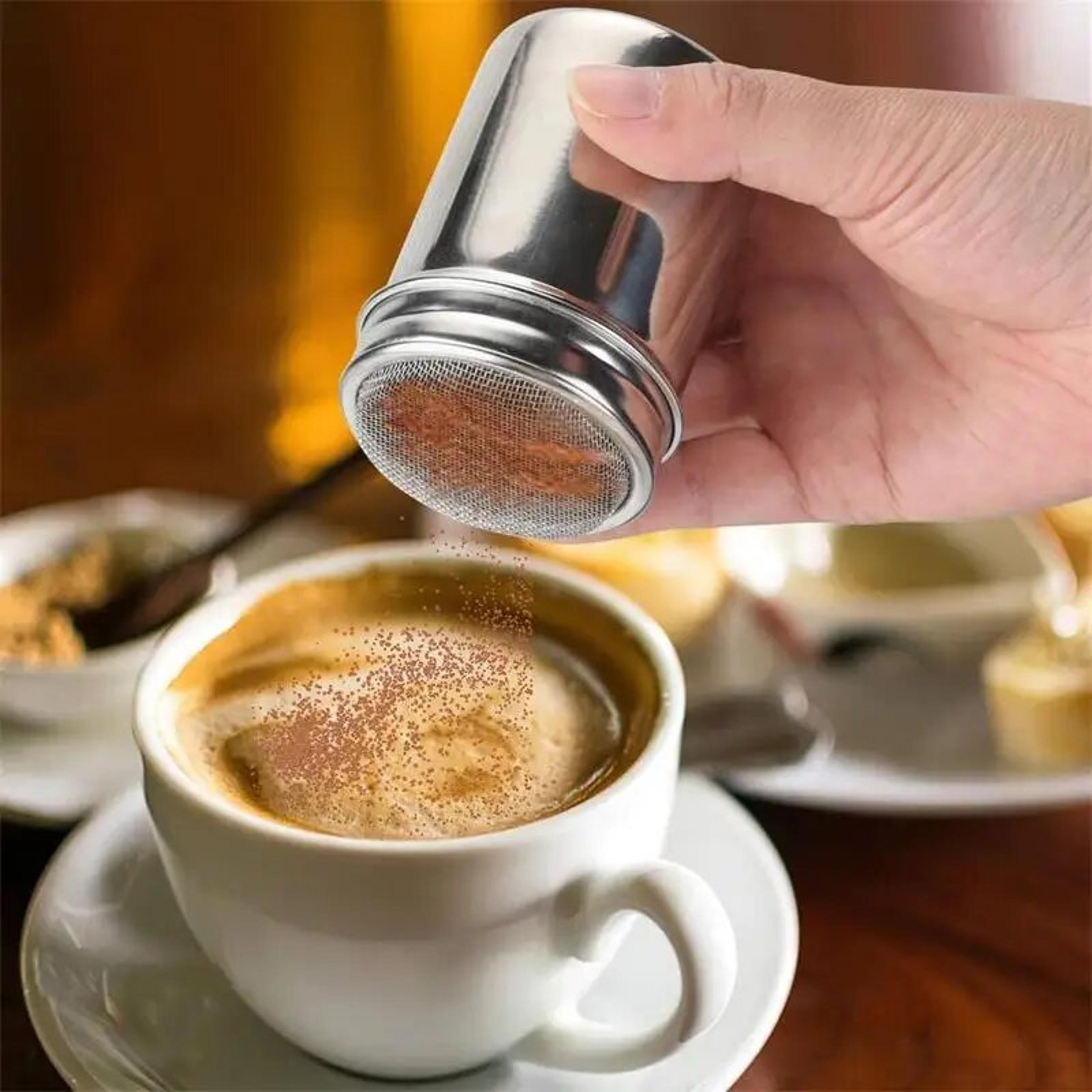 stainless steel powder sifter with lid coffee powdered sugar cocoa flour shaker baking supplies kitchen supplies