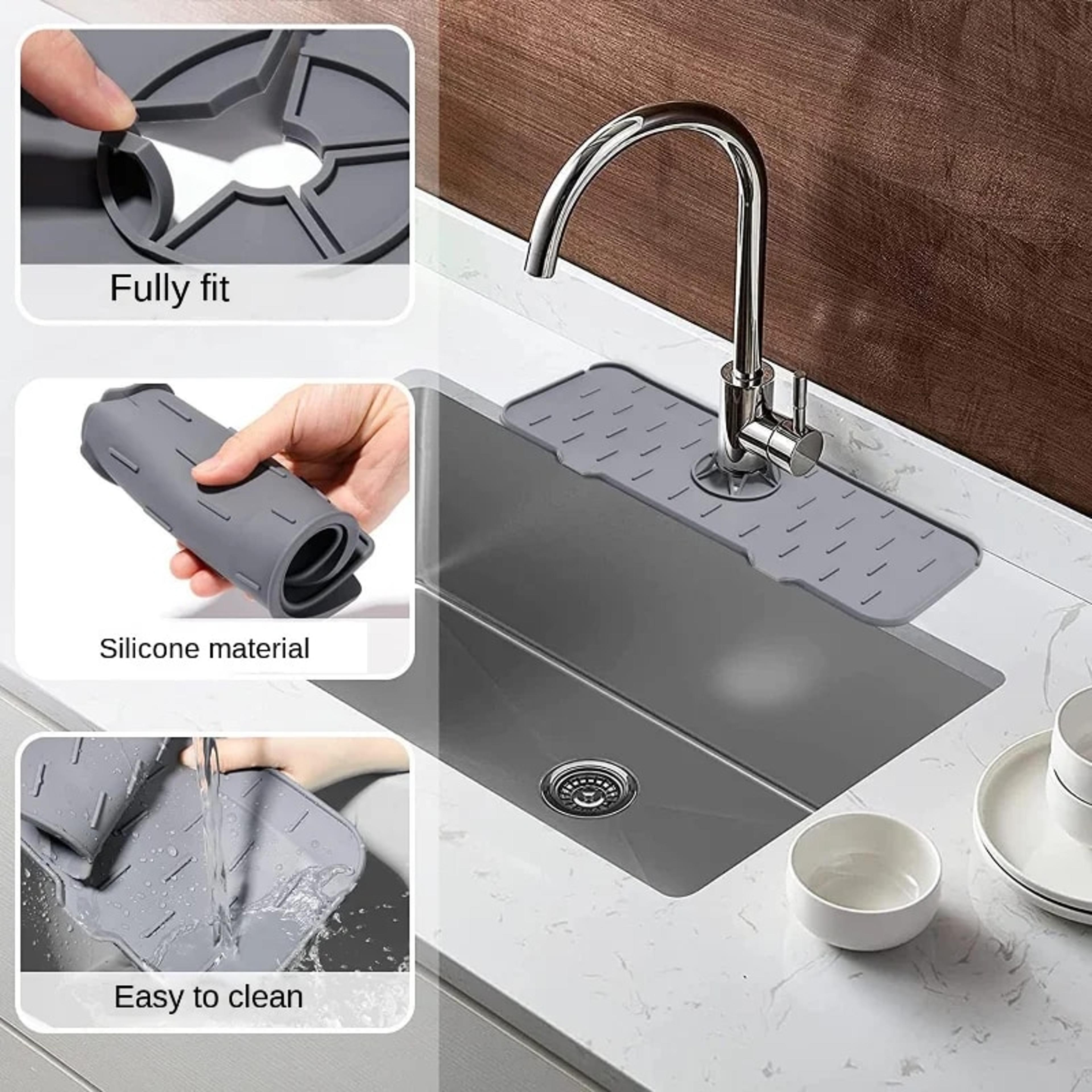 silicone splash pad for kitchen sink: quick dry tray & drainage protector