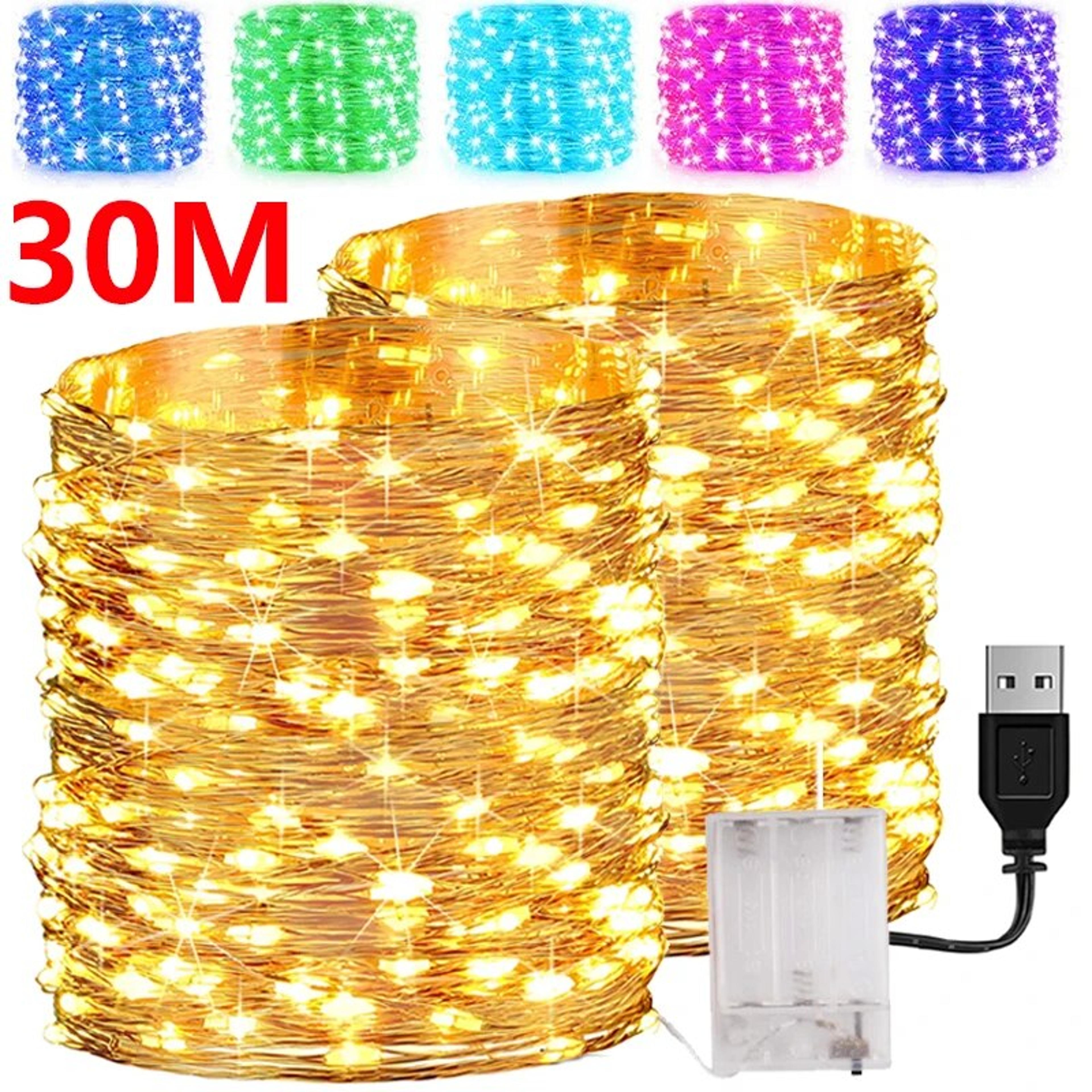 30m copper wire led lights string usb battery waterproof garland fairy light - christmas wedding party decor & holiday l