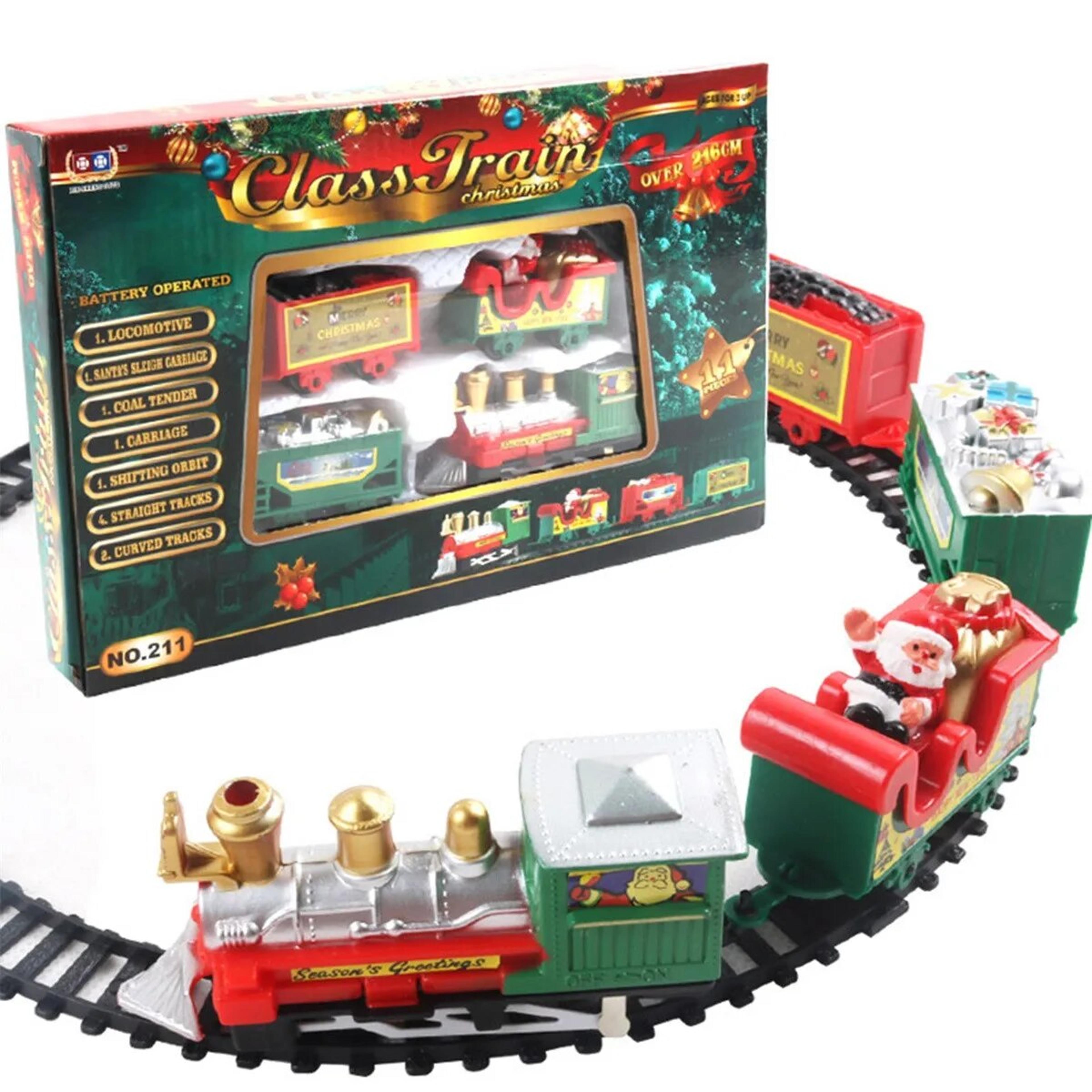 christmas realistic electric train set - easy assembly, safe for kids - perfect gift & home decoration
