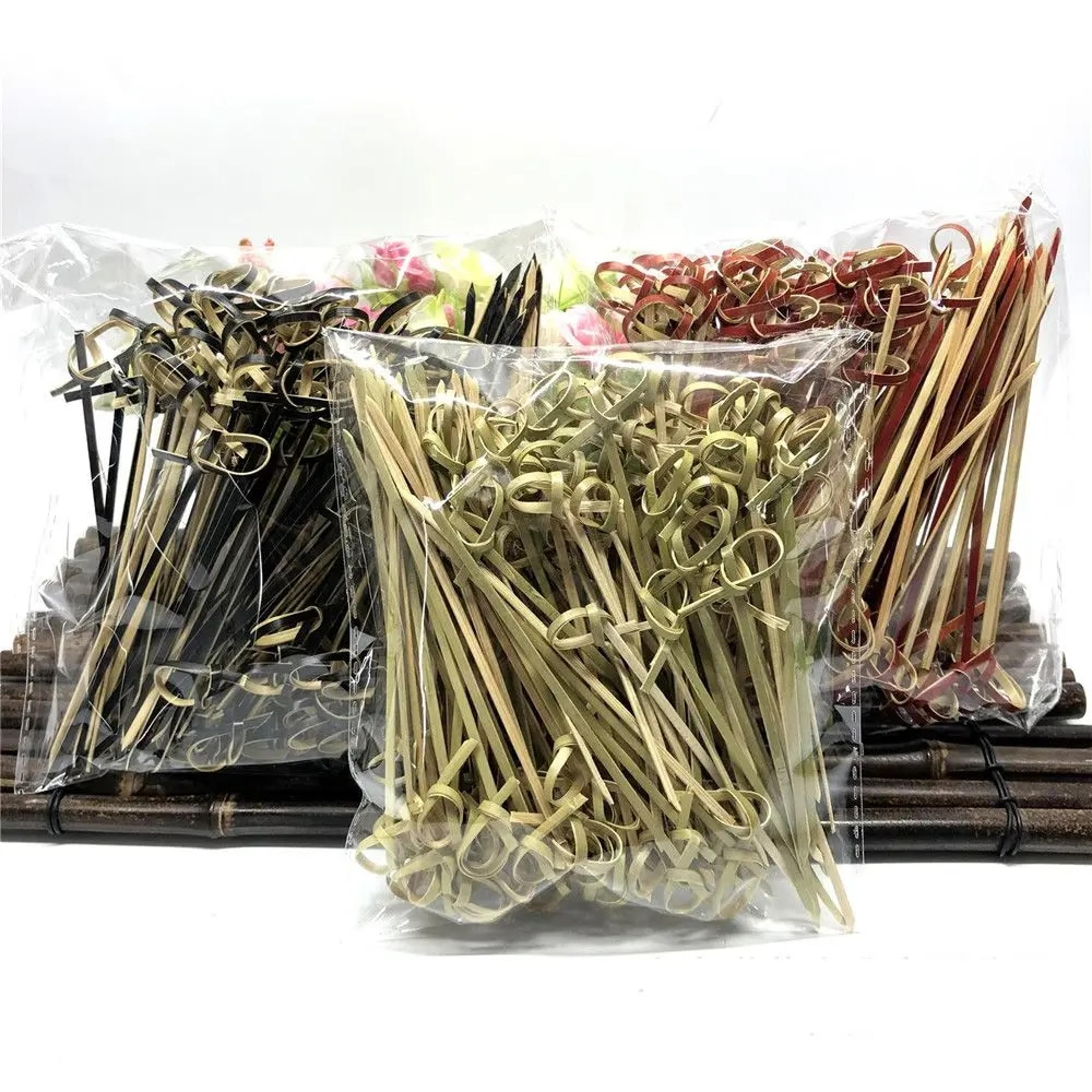 100pcs disposable bamboo forks for party buffets & cocktail decorations - wedding supplies 12cm
