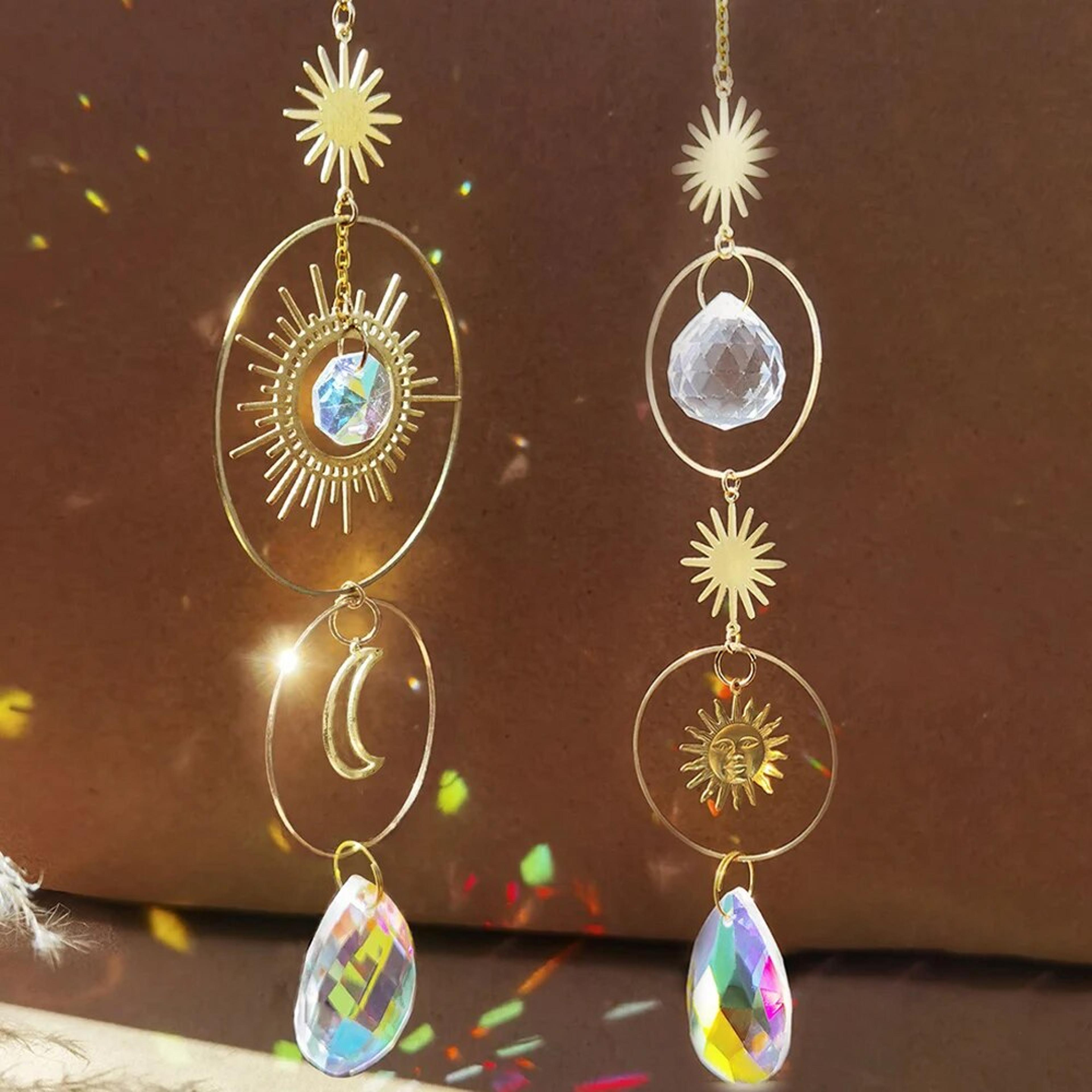 suncatcher crystal sun moon prism rainbow maker for garden & window decor