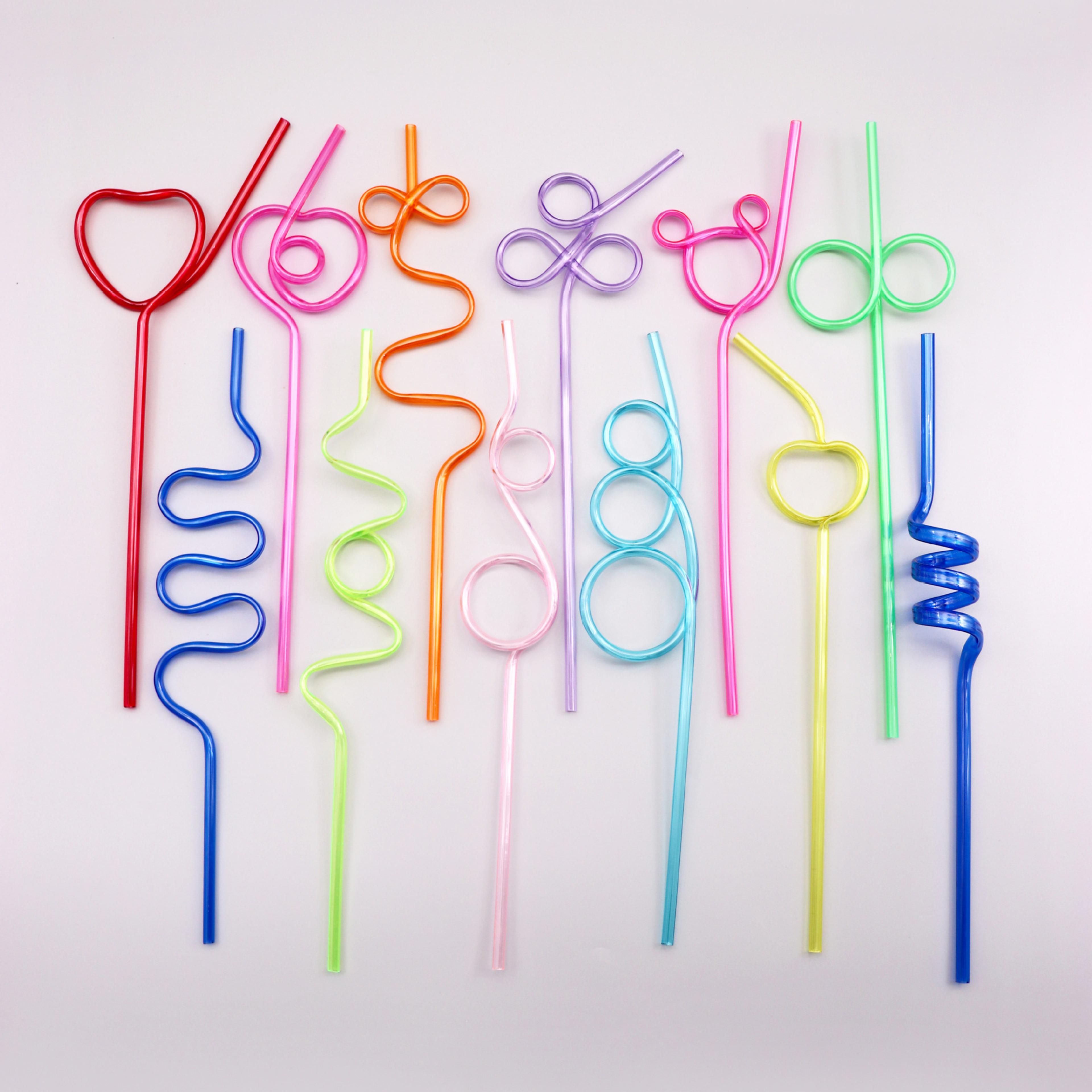 colorful crazy curly drinking straws - 10pcs fun flexible tubes for kids birthday party & bar supplies