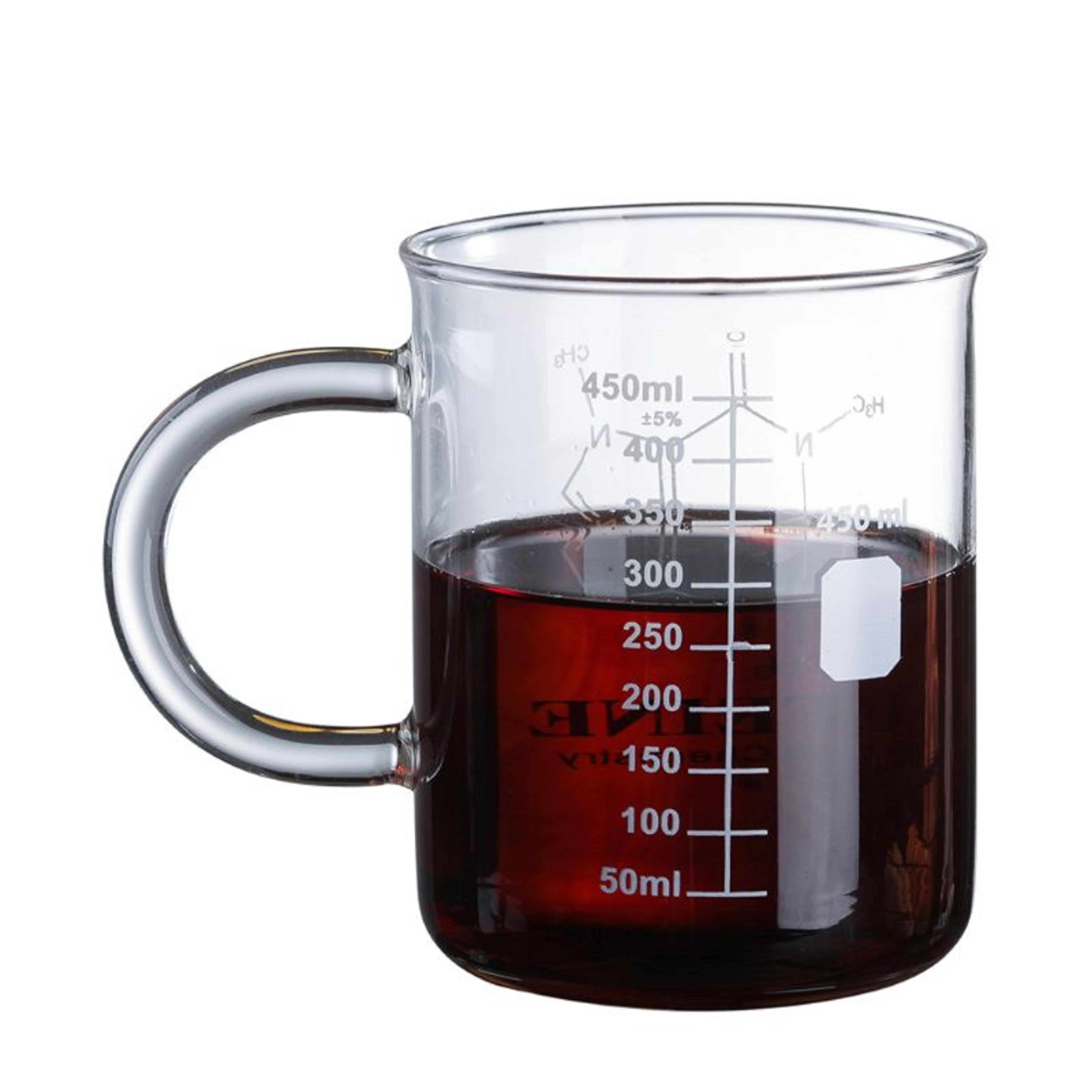 2022 graduated borosilicate glass caffeine beaker mug with handle: new arrival