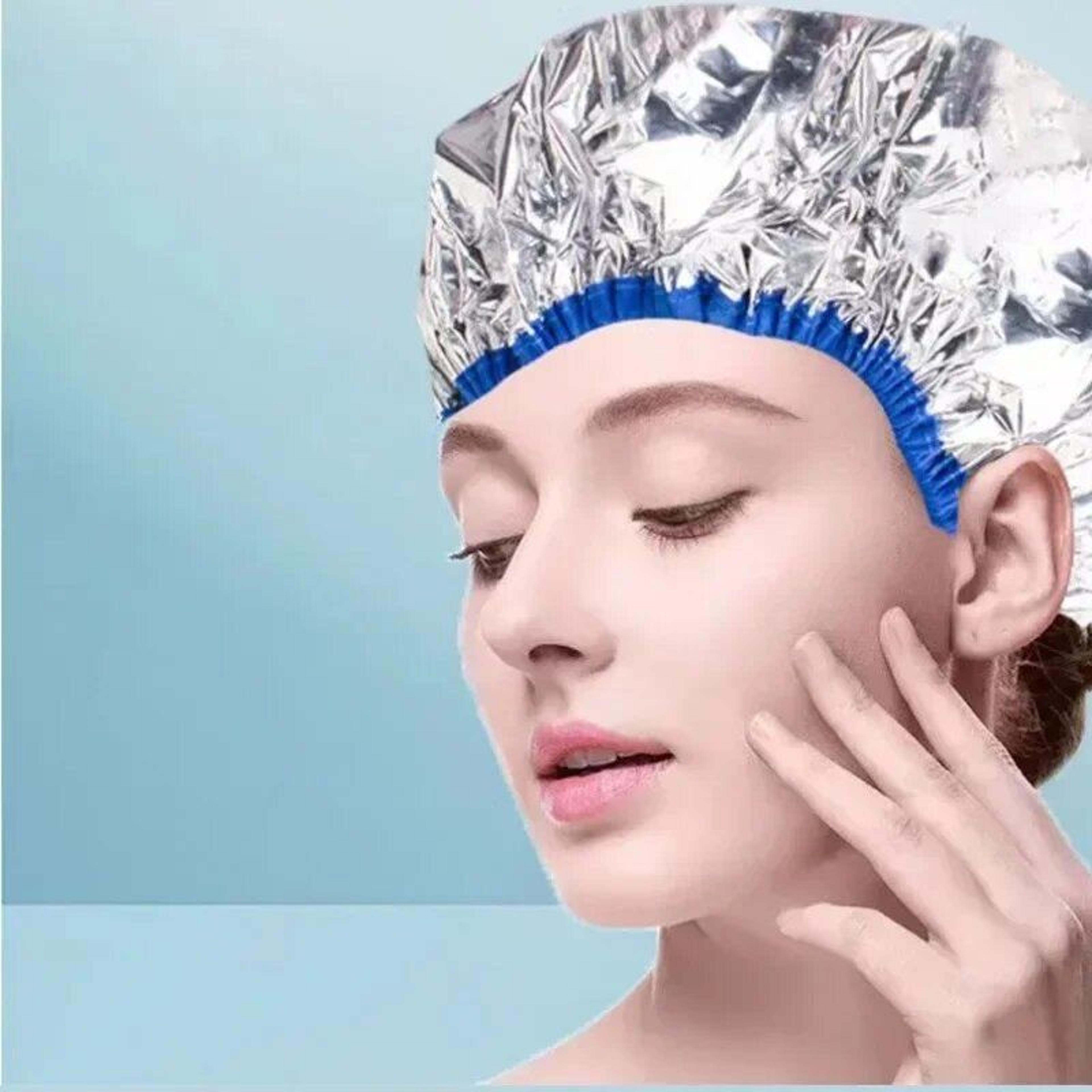 portable hair salon self-heating cap, tin foil steam hair mask for deep conditioning & oil baking treatment