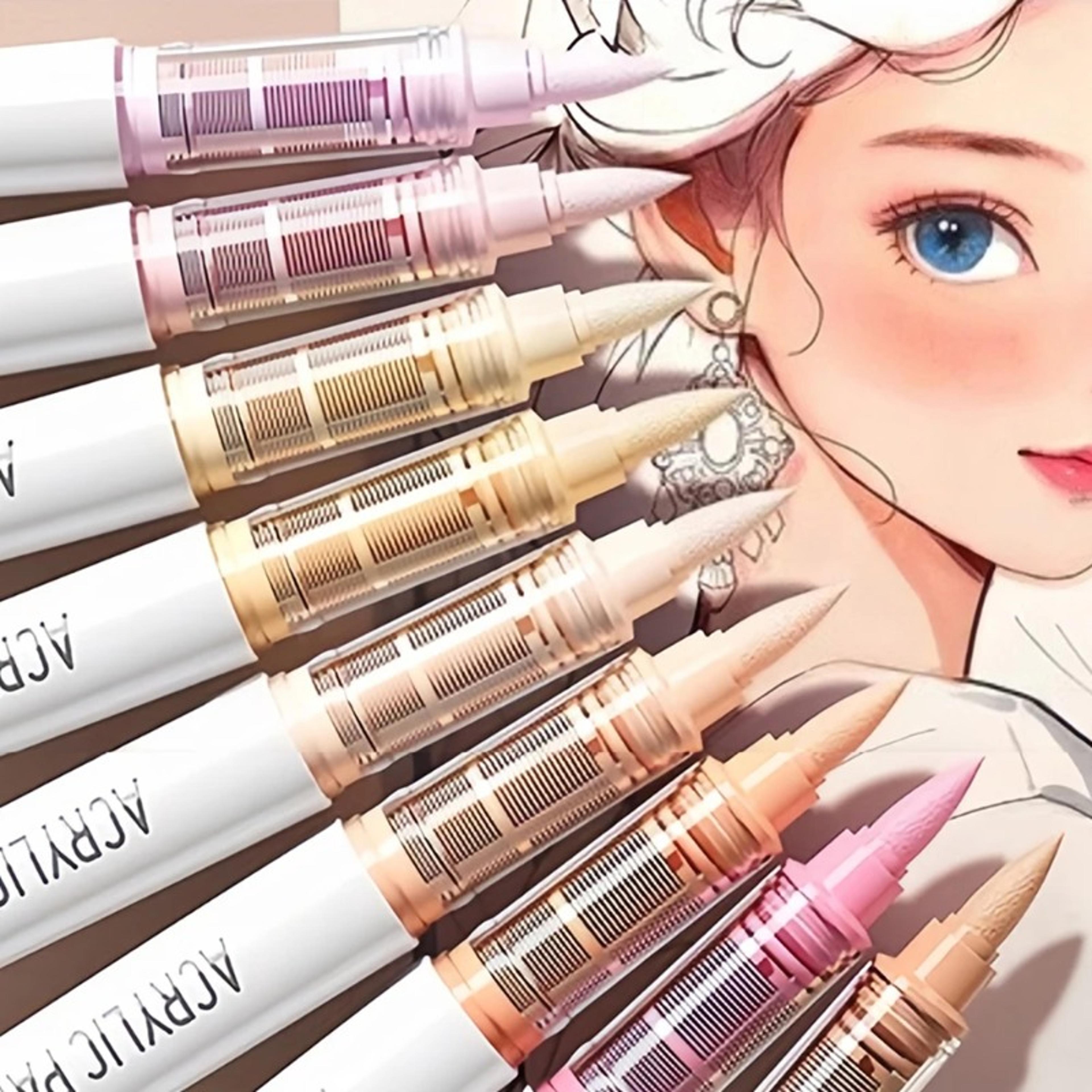 pro art markers, 9pcs set acrylic brush markers for painting, drawing, sketching with premium ink control