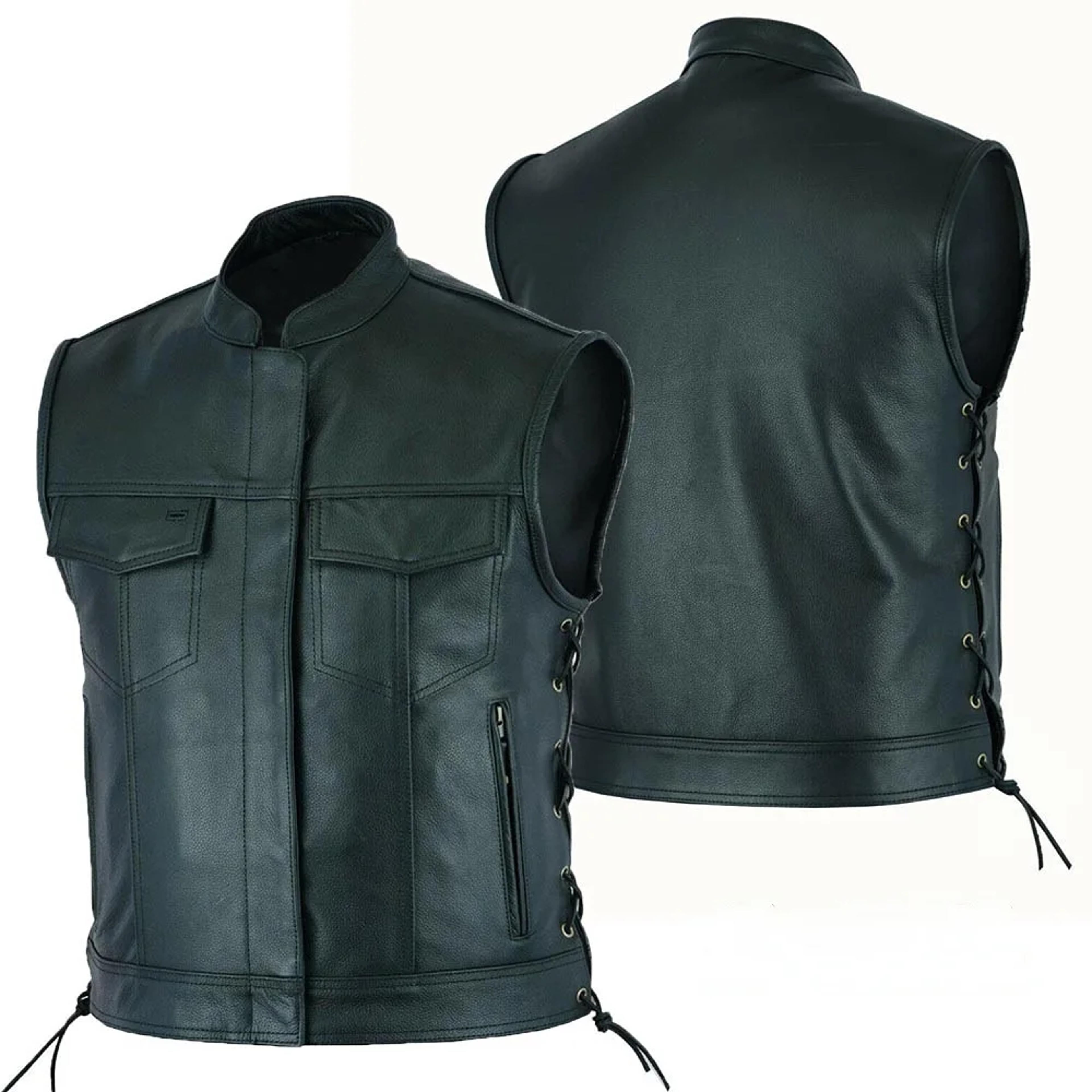 men's punk fashion leather vest, motorcycle biker vest, solid casual coat for men, fleet styles