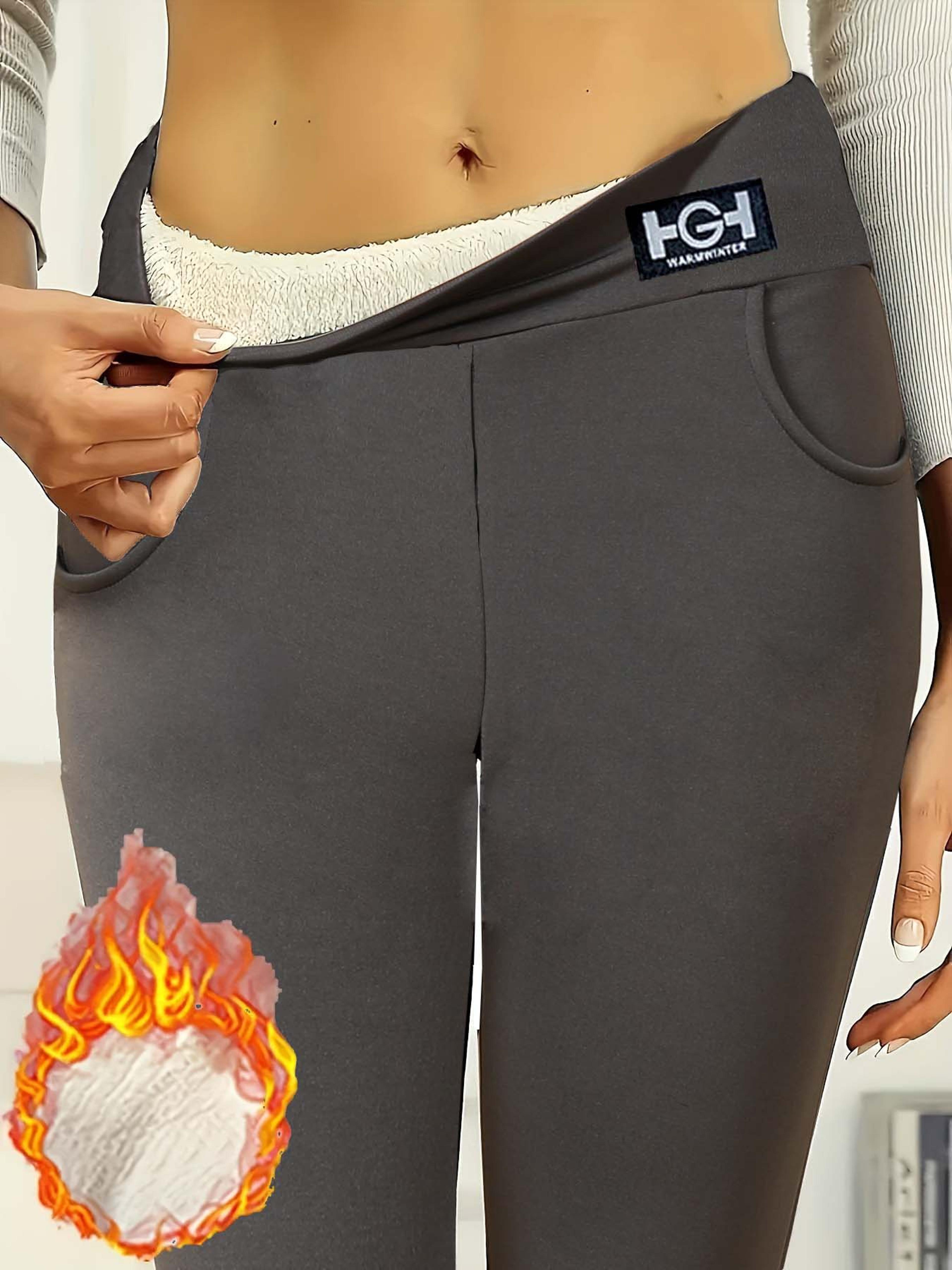 women's high-waist thermal pants, with pockets, elastic and comfortable trousers