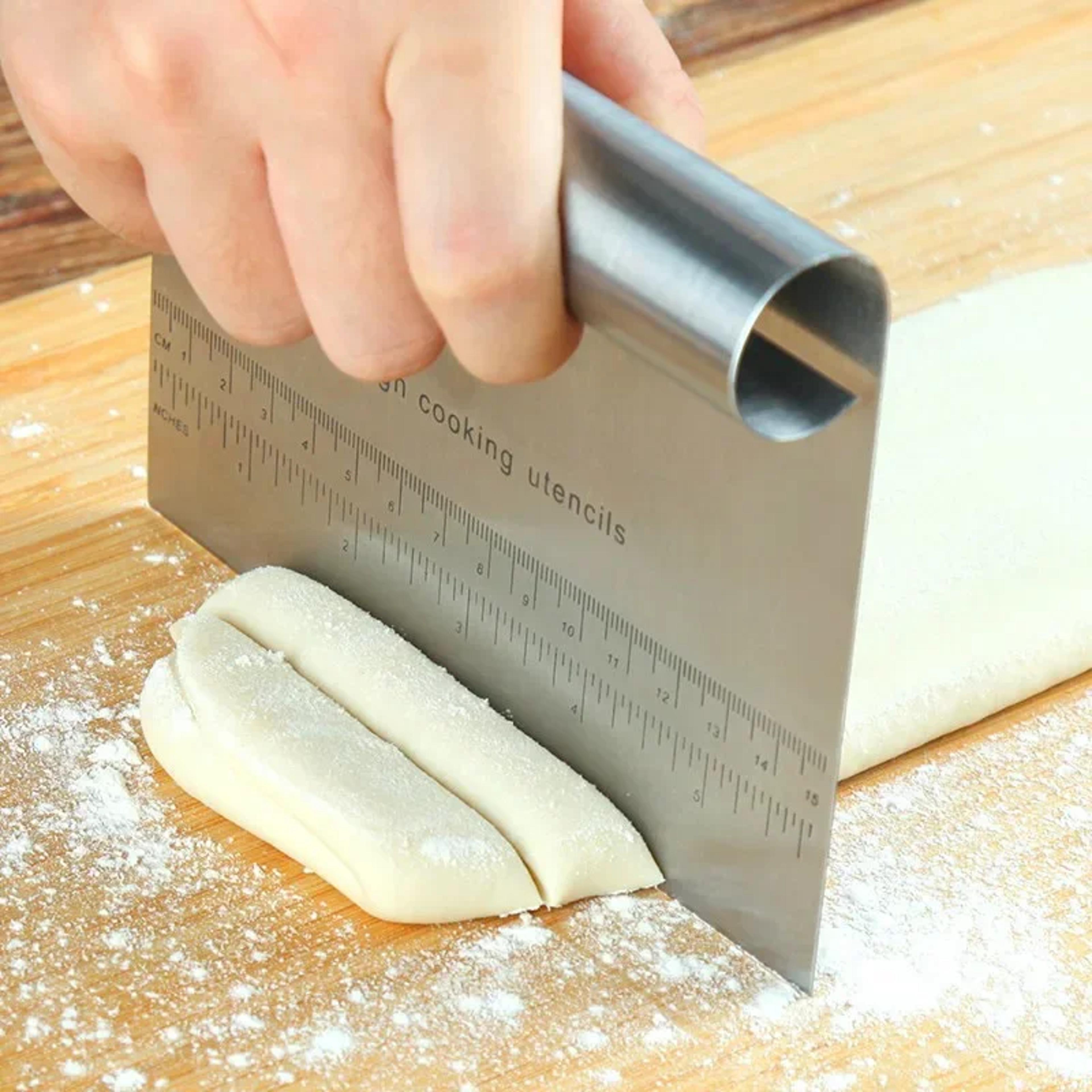 professional stainless steel dough scraper & baking dough cutter with measuring scale