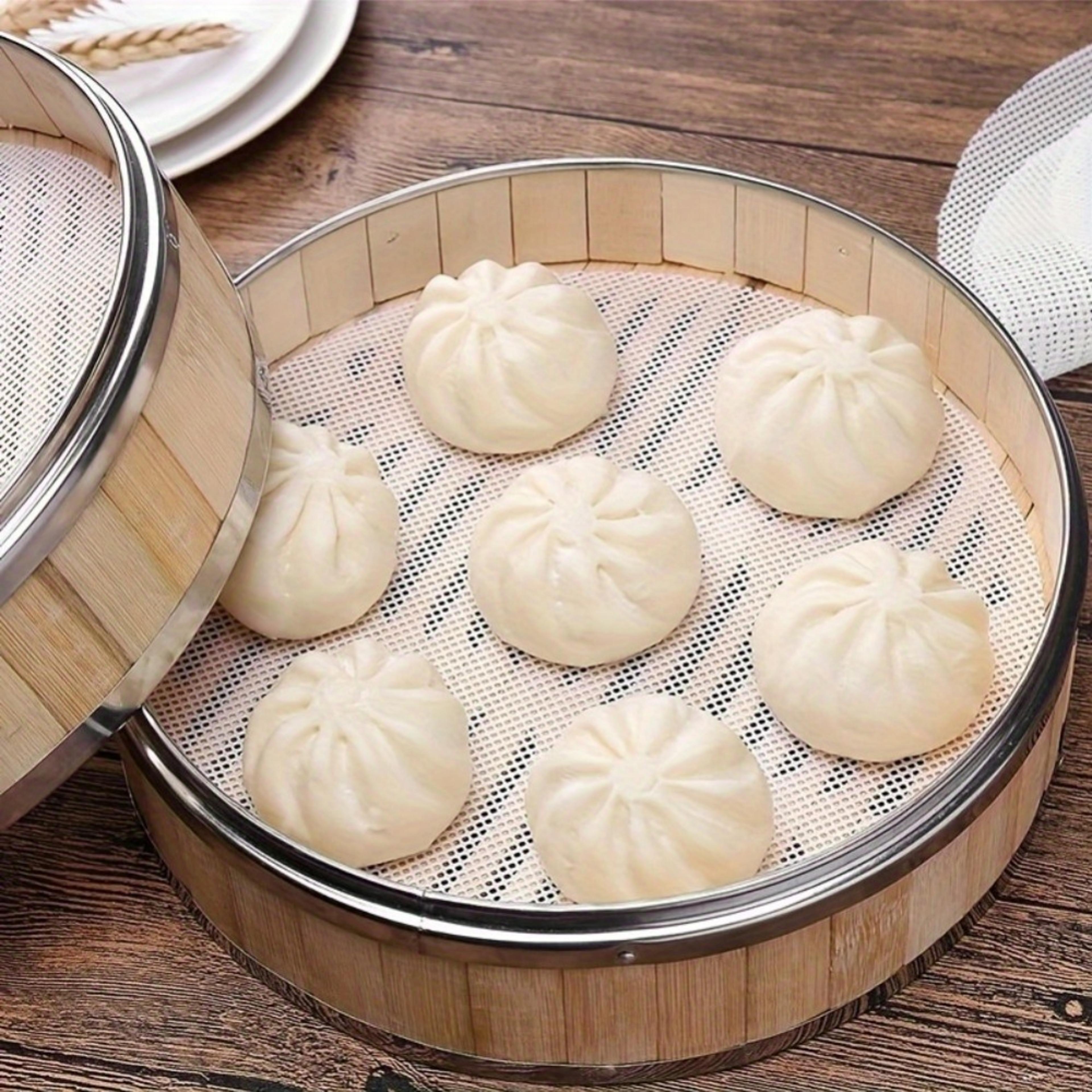 premium reusable silicone steamer liners non stick round steaming mat for bamboo steamer cooking