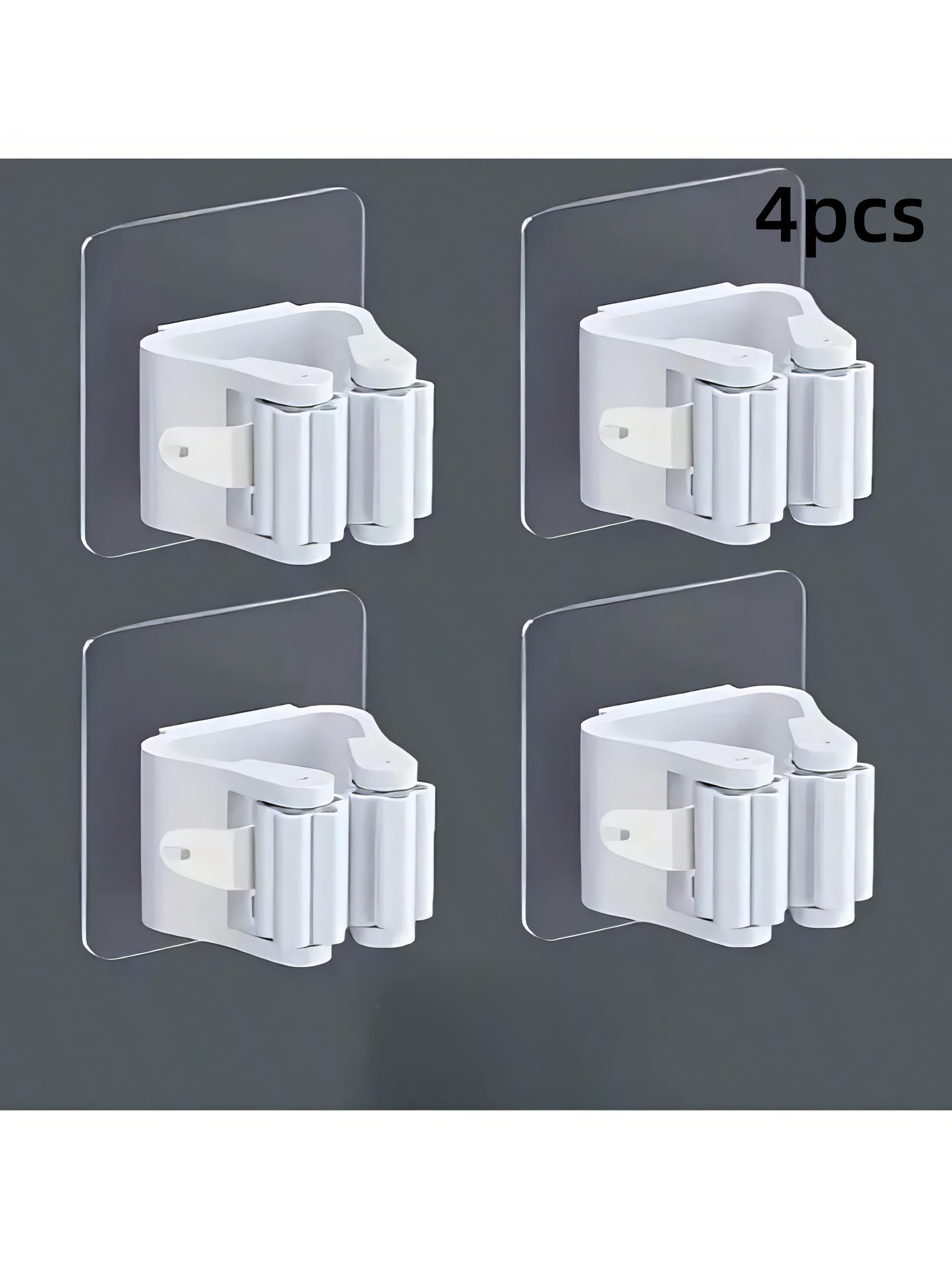 premium wall mounted no drill mop holder & self adhesive mop holder clip set strong anti slip organizers