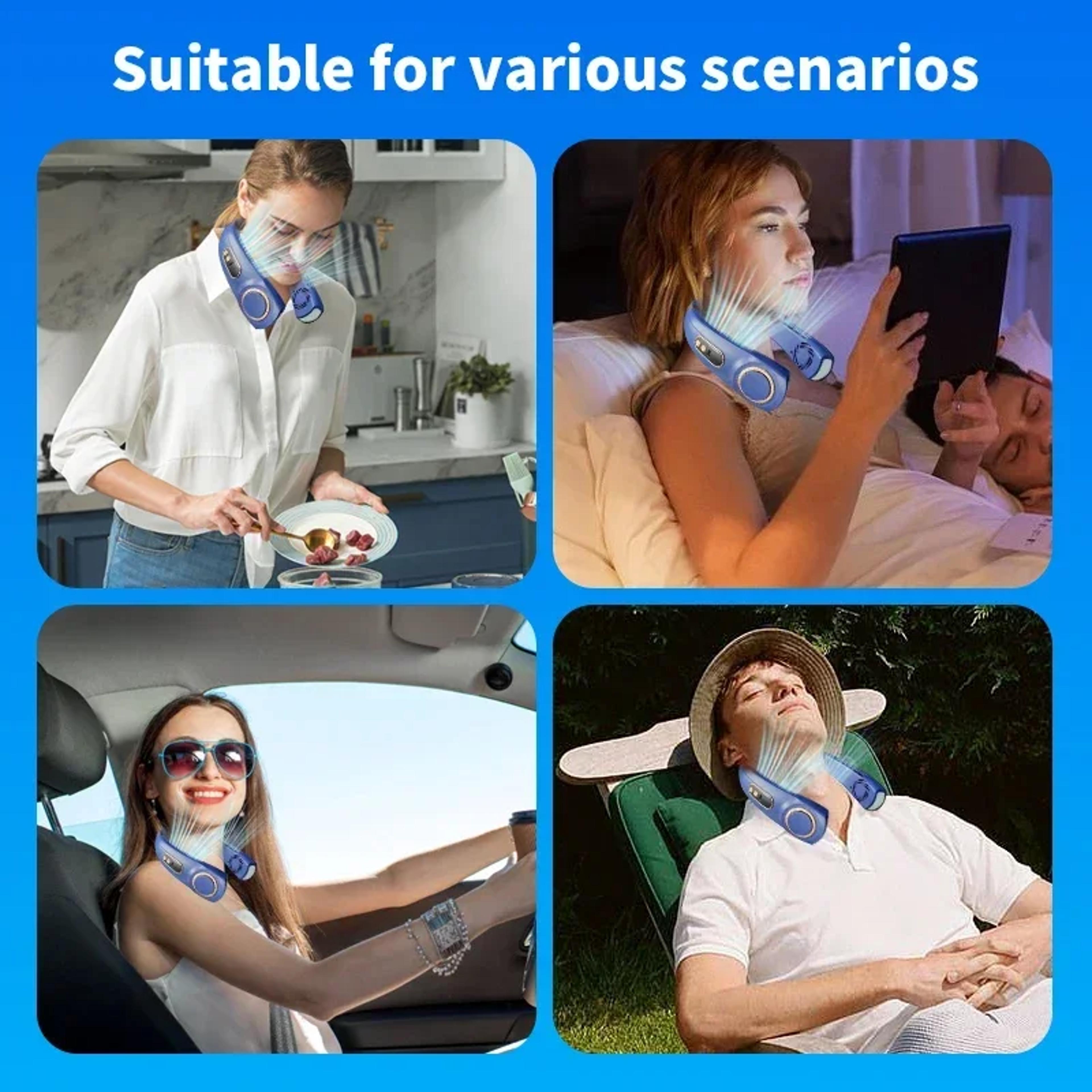 rechargeable bladeless neck fan hands free portable cooling fan with usb charging