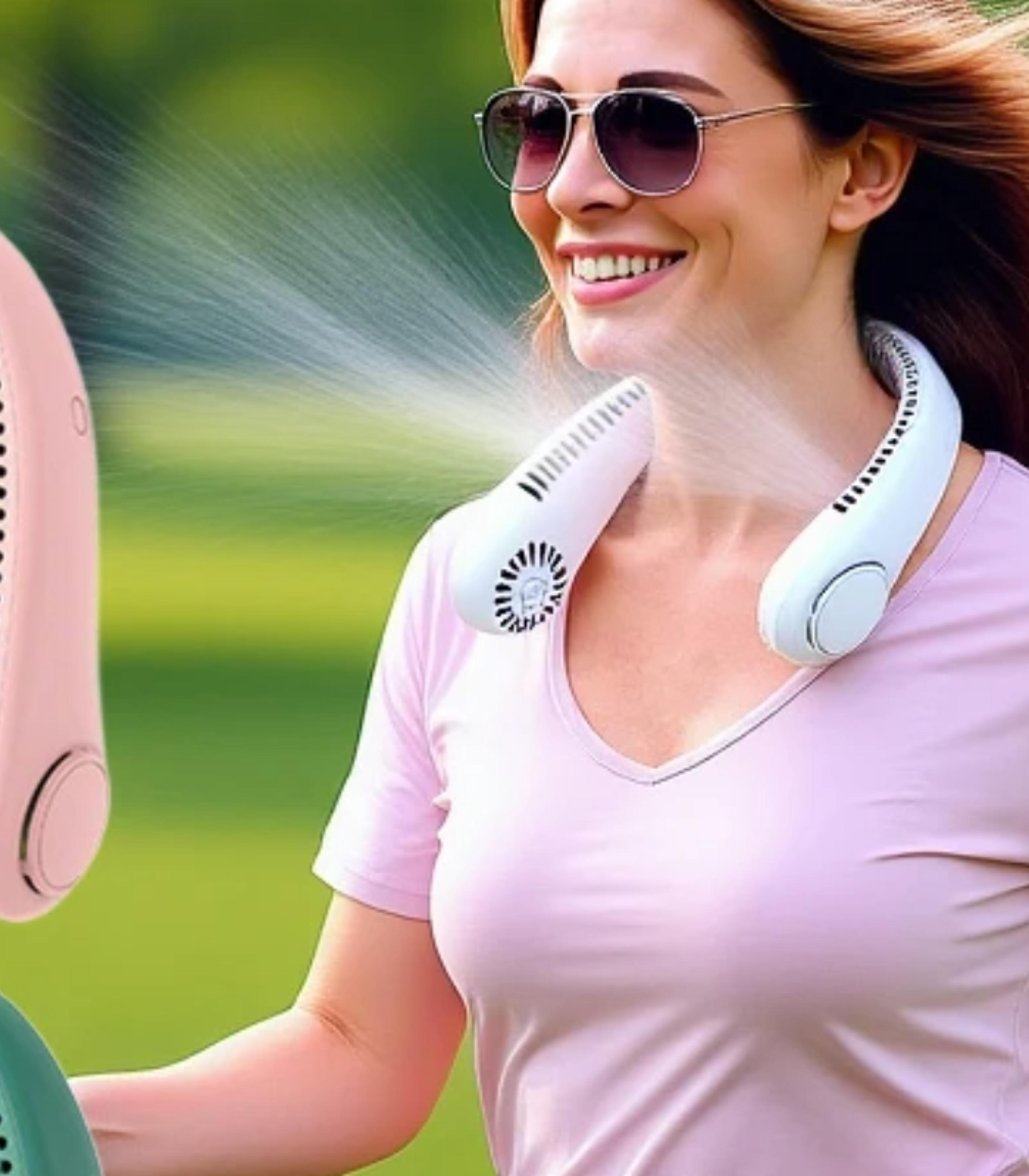 rechargeable portable neck fan speeds and adjustable hands free cooling