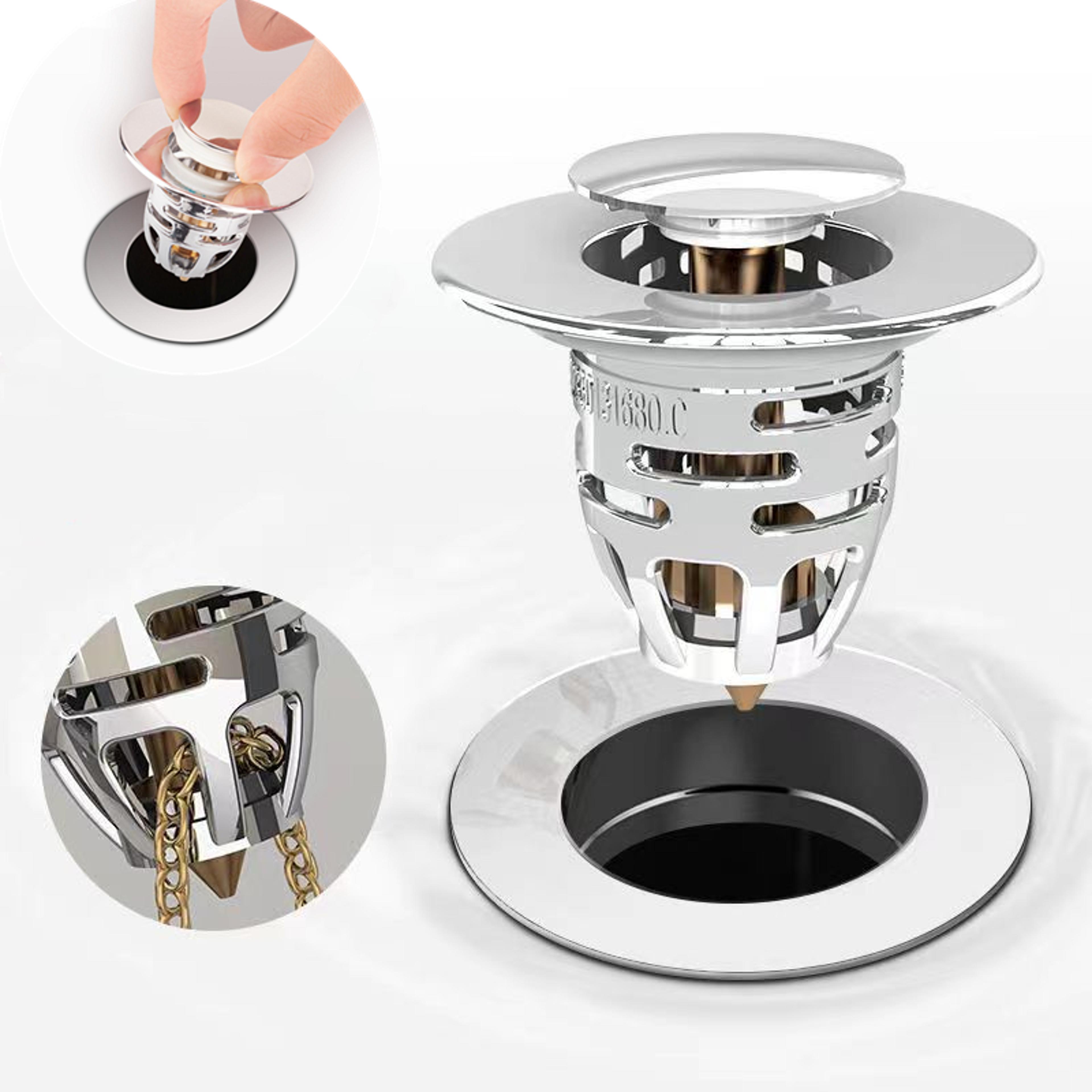 universal pop up sink stopper with anti clog drain filter and odor blocking core