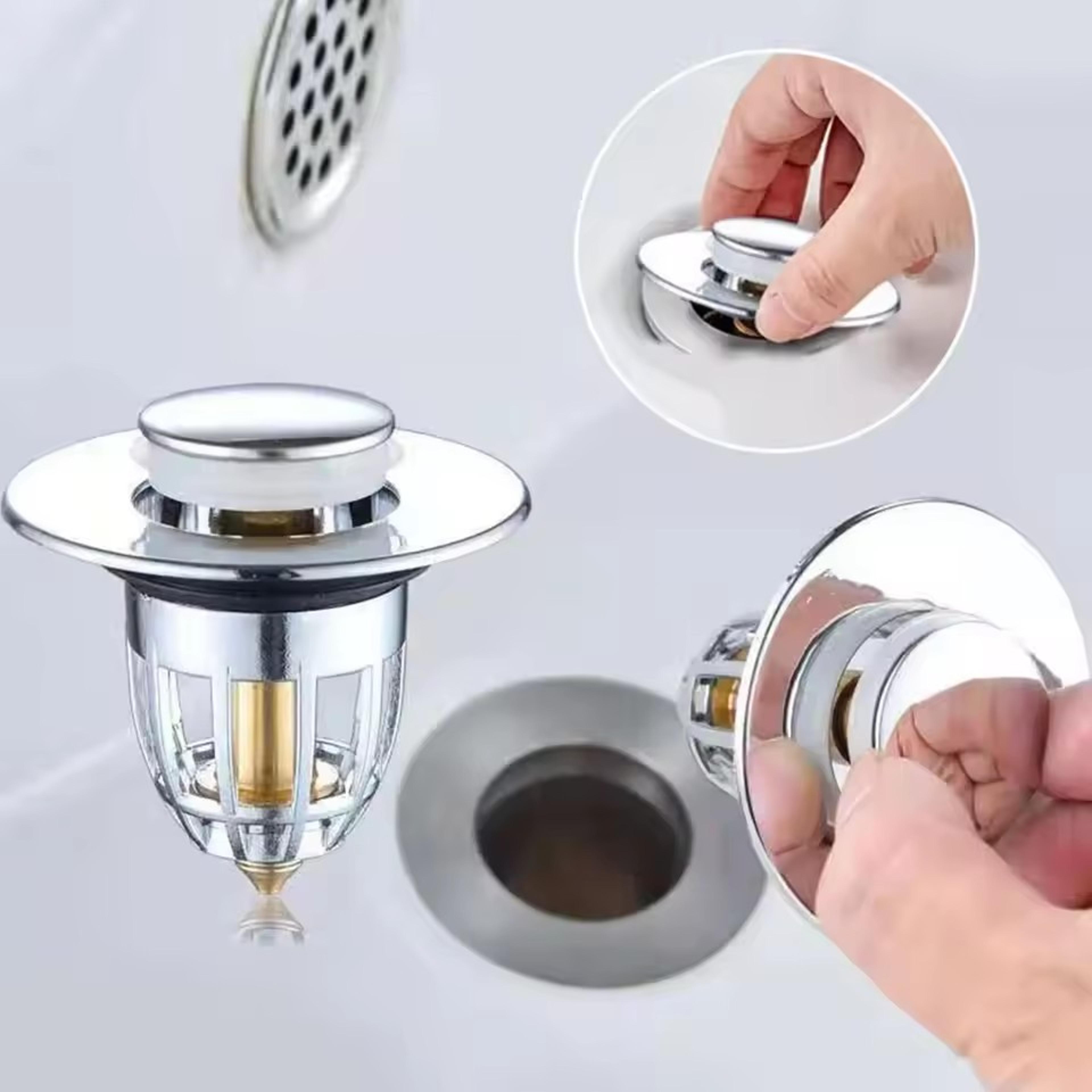 press bounce pop up drain filter & hair catcher for bathroom and kitchen sink