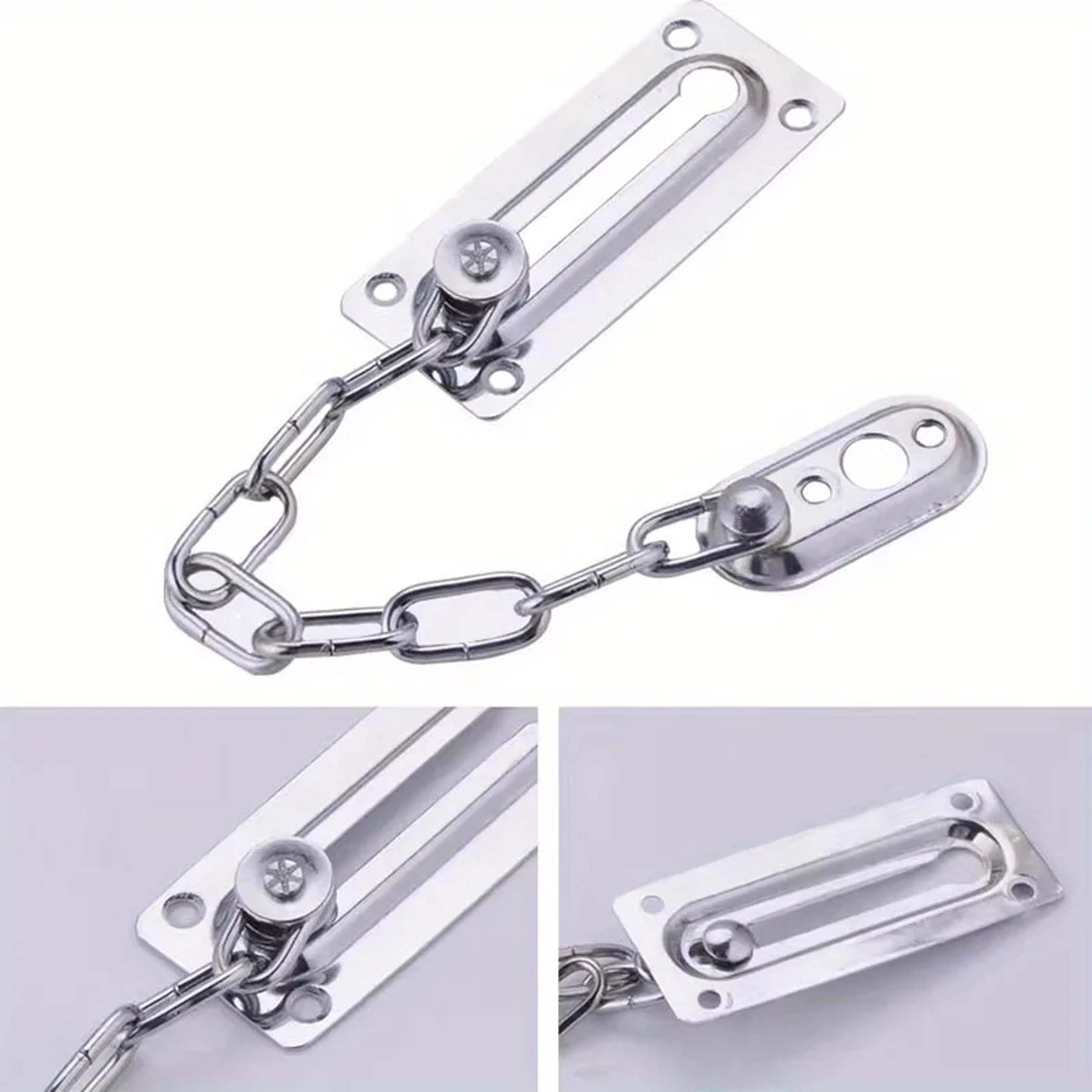 secure guard stainless steel door chain lock with sliding security latch for home & office doors